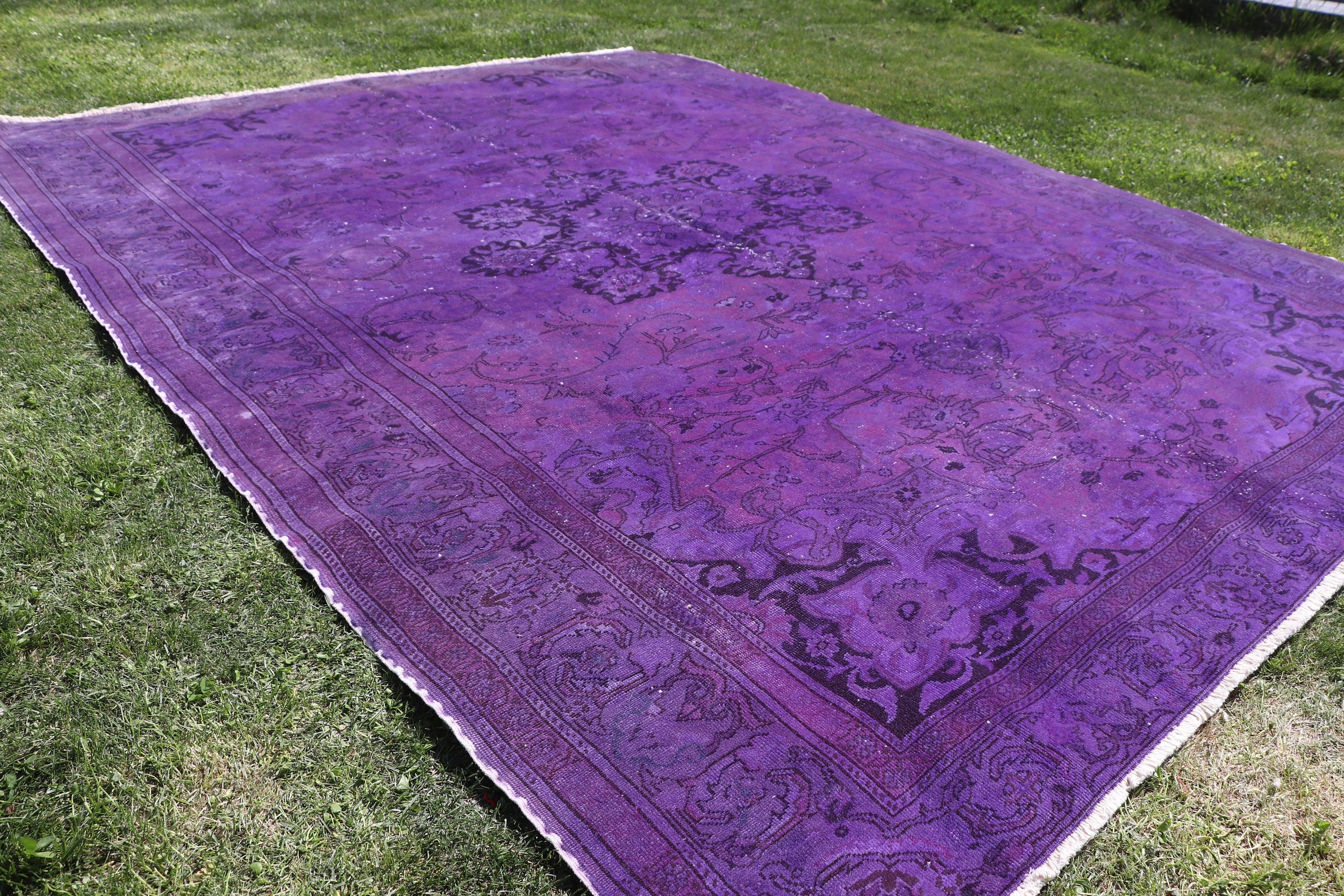 6.7x8.9 ft Büyük Halı, Vintage Halılar, Yatak Odası Halıları, Ev Dekorasyonu Halıları, Oturma Odası Halısı, Büyük Boho Halıları, Mor Açıklama Halıları, Türk Halıları