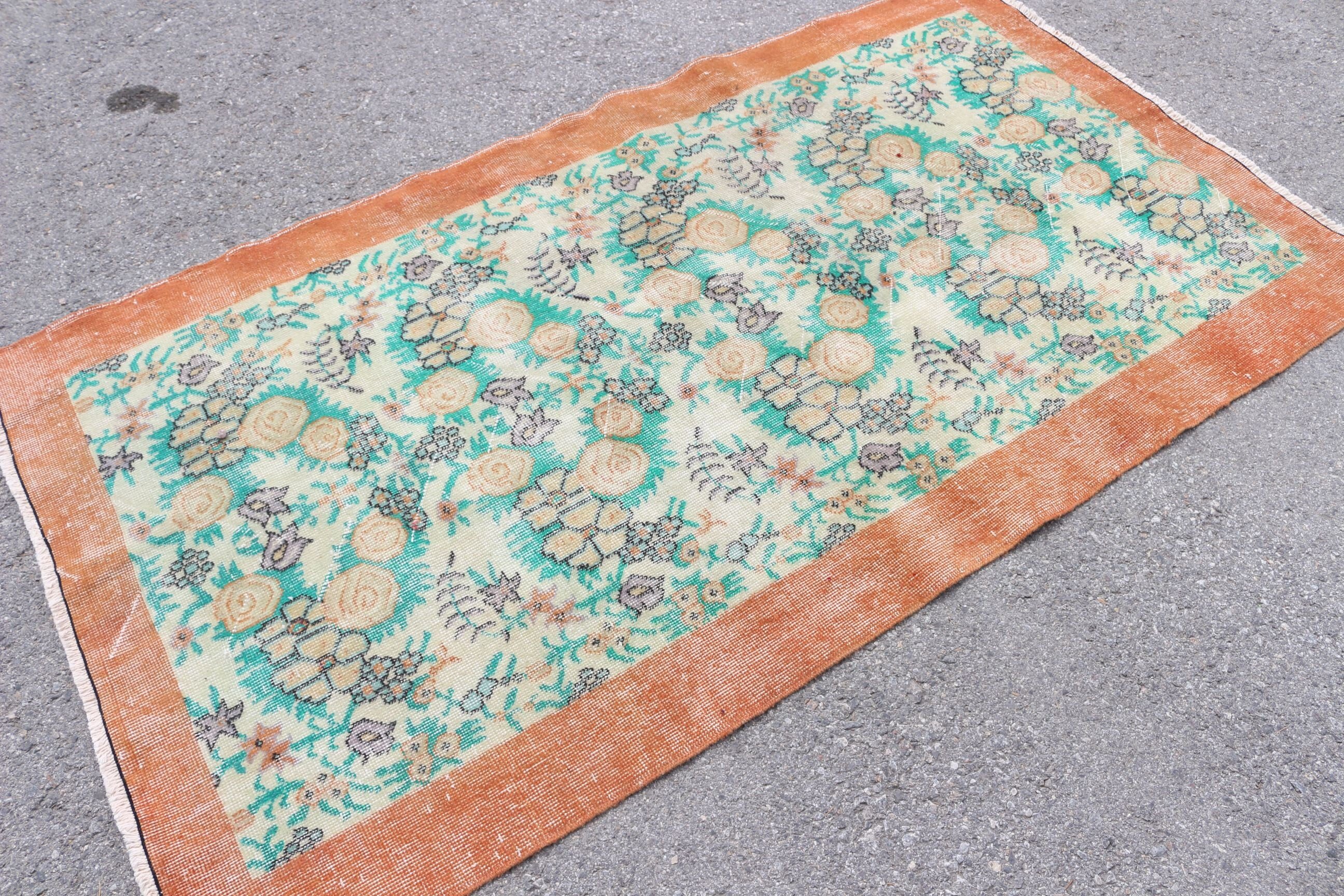 Pastel Rug, Vintage Rug, Turkish Rug, Rugs for Bedroom, Orange Floor Rugs, Moroccan Rugs, 3.7x6.7 ft Area Rugs, Nursery Rug