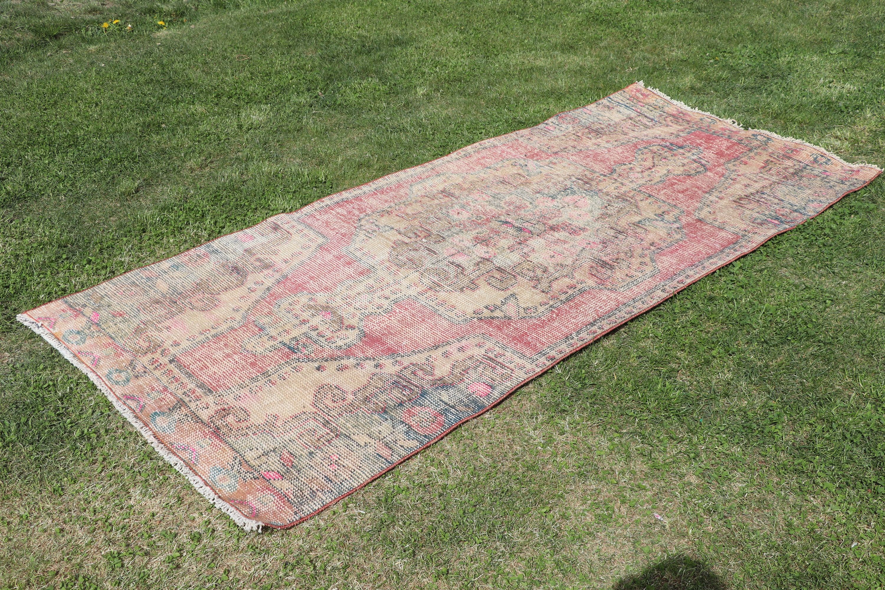 Turkish Rug, Aztec Rugs, Vintage Rugs, Living Room Rug, Boho Rugs, Floor Rugs, Red Moroccan Rugs, 3.3x7.6 ft Area Rug, Dining Room Rug