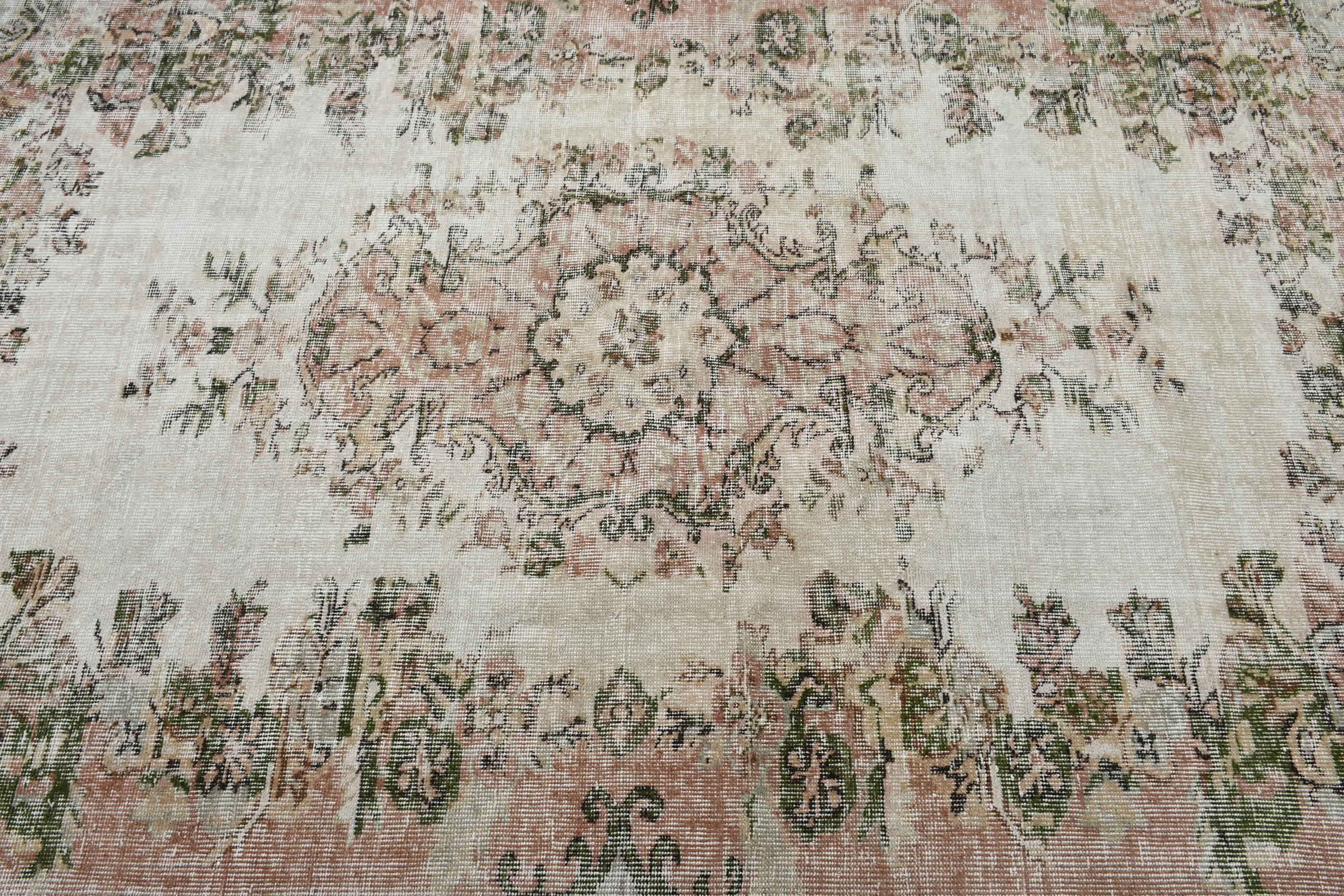 Vintage Rug, Oushak Rugs, Bedroom Rug, Moroccan Rug, Turkish Rug, Salon Rug, 5.9x8.9 ft Large Rug, Rugs for Dining Room, Beige Wool Rugs