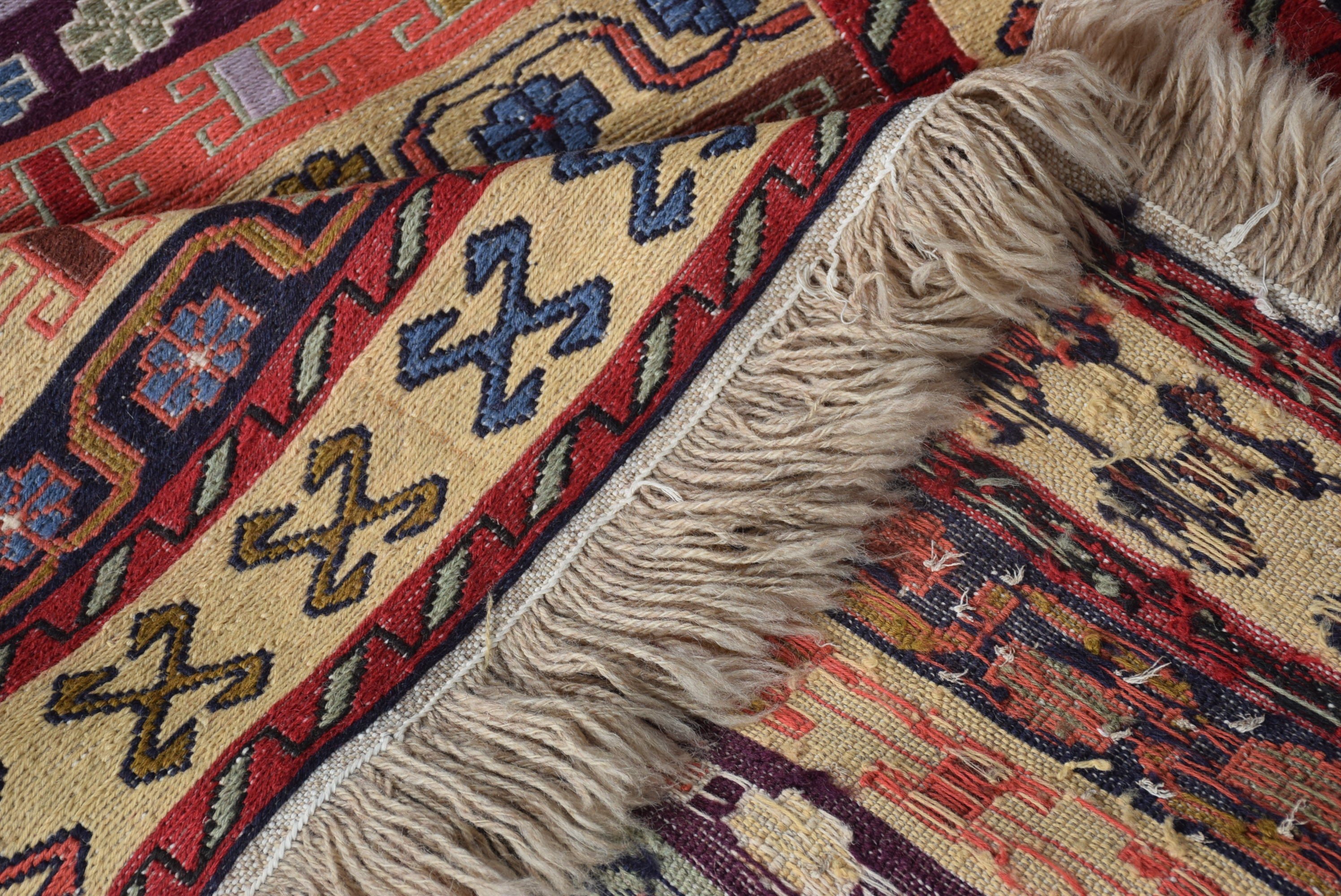 Anadolu Halısı, Yün Halısı, Kilim, Türk Halısı, 4x6.6 ft Alan Kilimi, Kırmızı Ev Dekor Halıları, İç Mekan Halıları, Yatak Odası Halıları, Yer Halısı, Vintage Halı