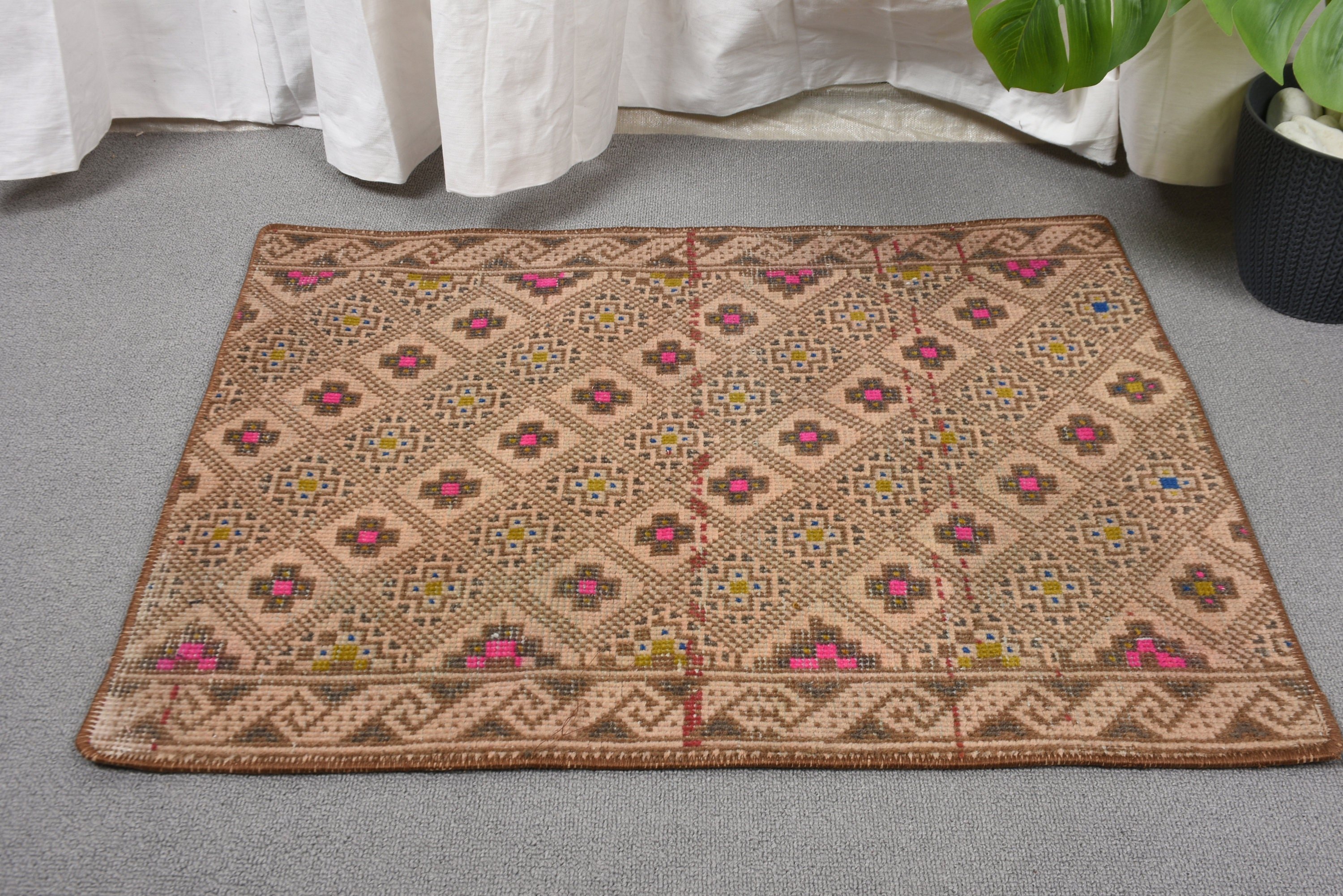 Vintage Rugs, Car Mat Rugs, Moroccan Rug, Turkish Rugs, Nursery Rug, Oushak Rug, Bohemian Rugs, 1.8x2.3 ft Small Rugs, Brown Modern Rugs