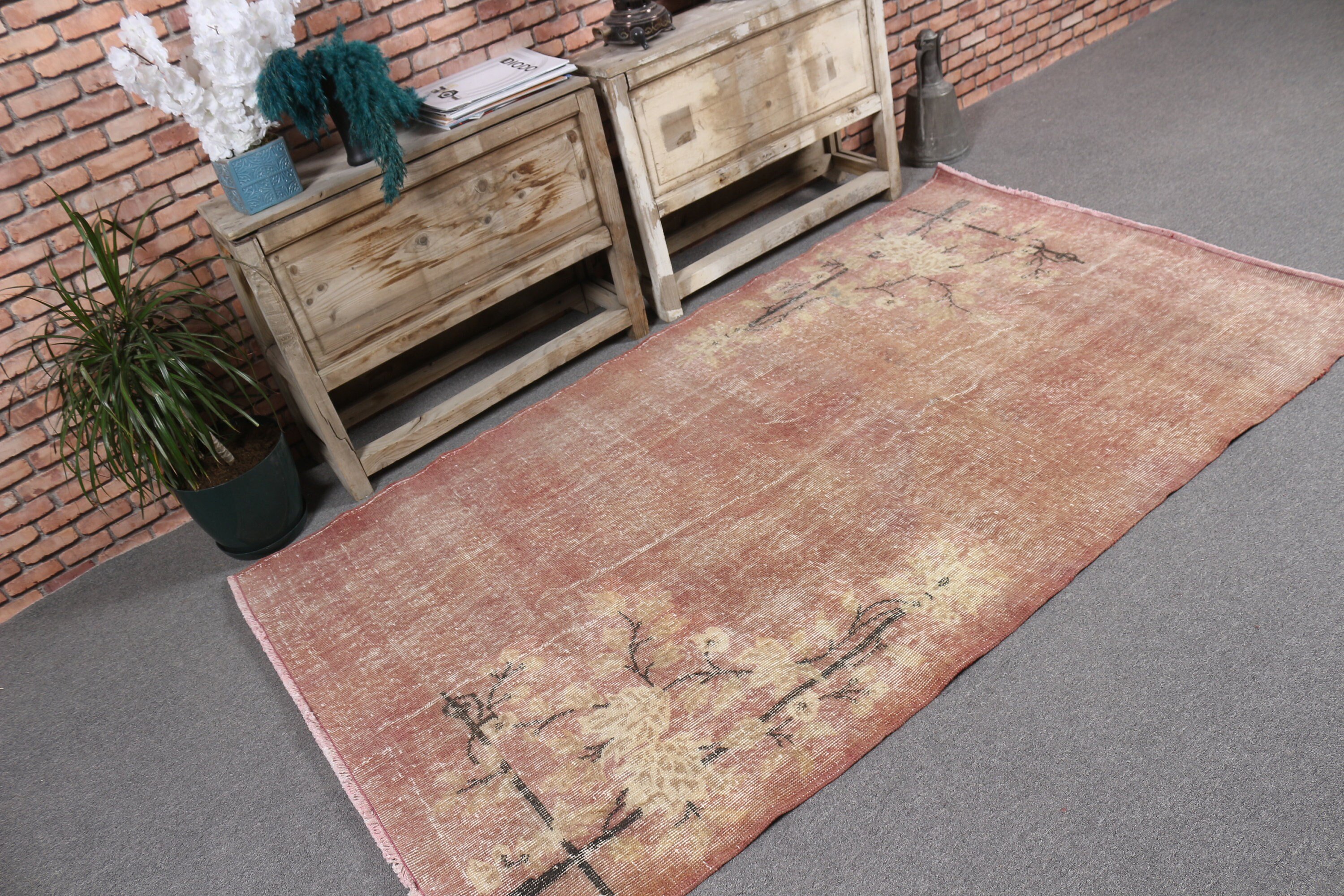 Rugs for Dining Room, Tribal Rugs, Turkish Rug, Floor Rug, 3.9x6.8 ft Area Rug, Kitchen Rug, Red Bedroom Rugs, Wool Rugs, Vintage Rug