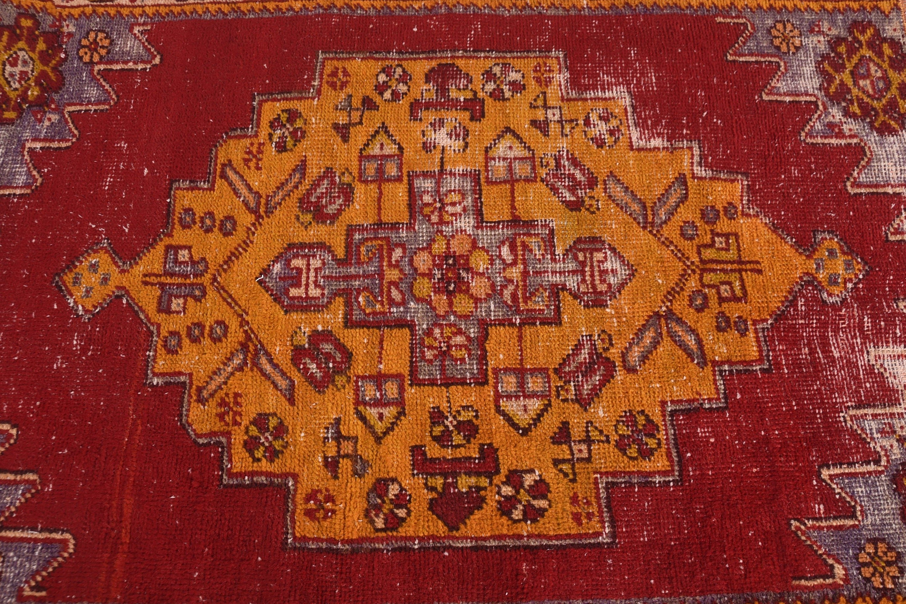 Küçük Vintage Halı, Boho Halı, Vintage Halılar, Havalı Halılar, Türk Halıları, Kırmızı Düz ​​Dokuma Halı, Dekoratif Halı, 3.2x3.4 ft Küçük Halı, Banyo Halıları