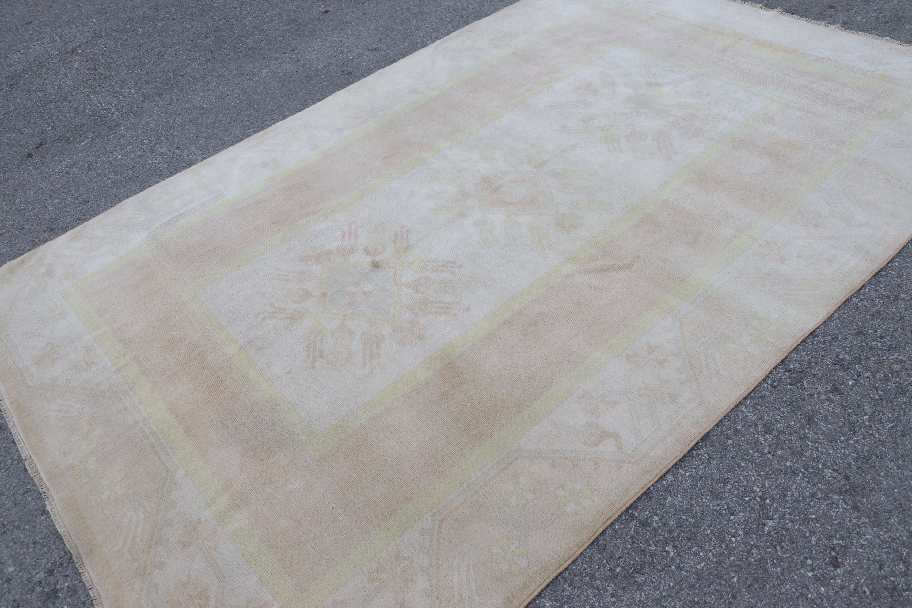 Vintage Rug, Dining Room Rug, Bedroom Rug, Salon Rugs, Floor Rug, Turkish Rug, Rugs for Salon, Beige  6.2x9.3 ft Large Rug