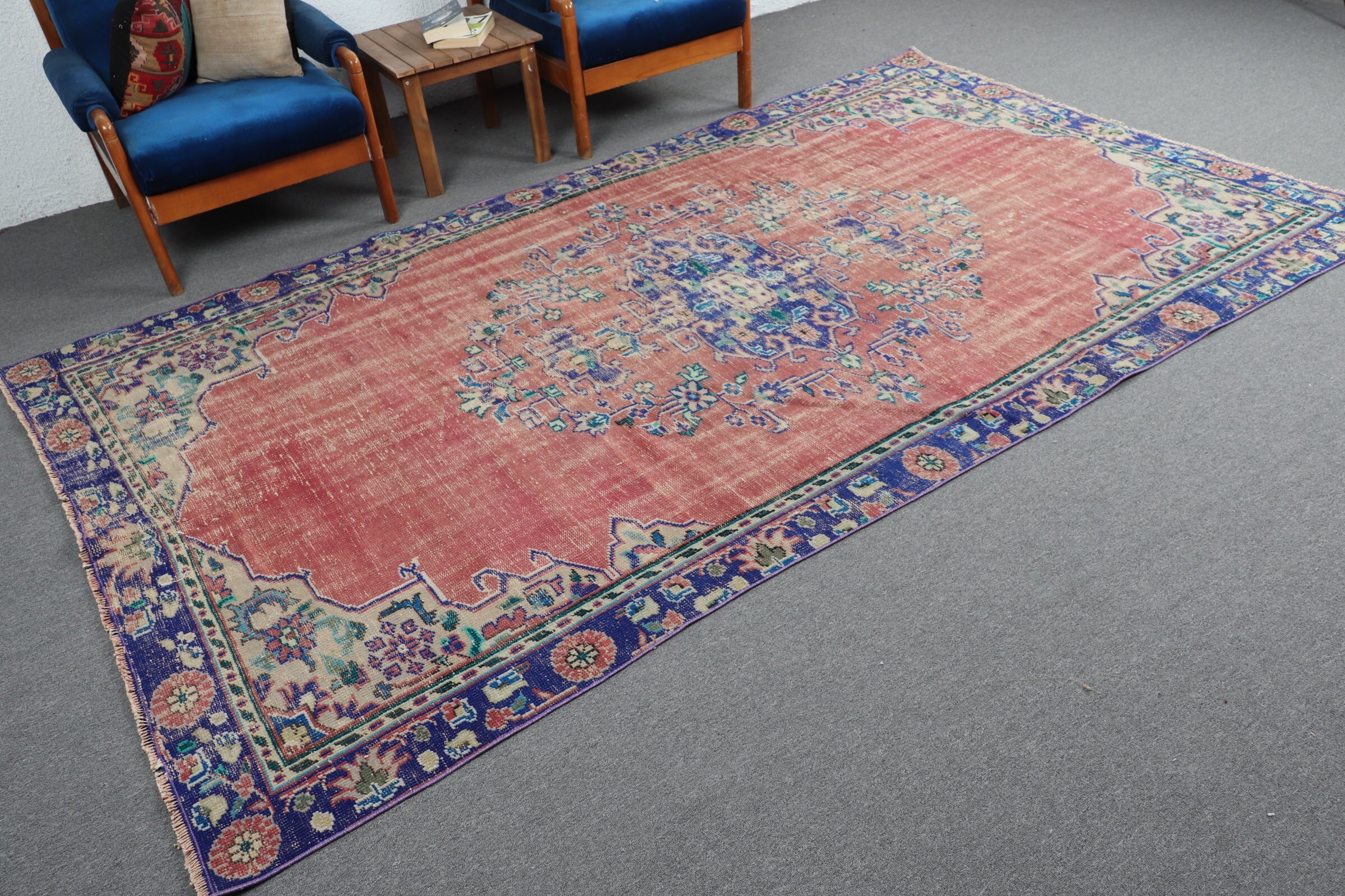 Living Room Rug, Turkish Rugs, Oriental Rug, 6.1x10.2 ft Large Rugs, Salon Rug, Ethnic Rug, Vintage Rugs, Kitchen Rug, Orange Bedroom Rugs