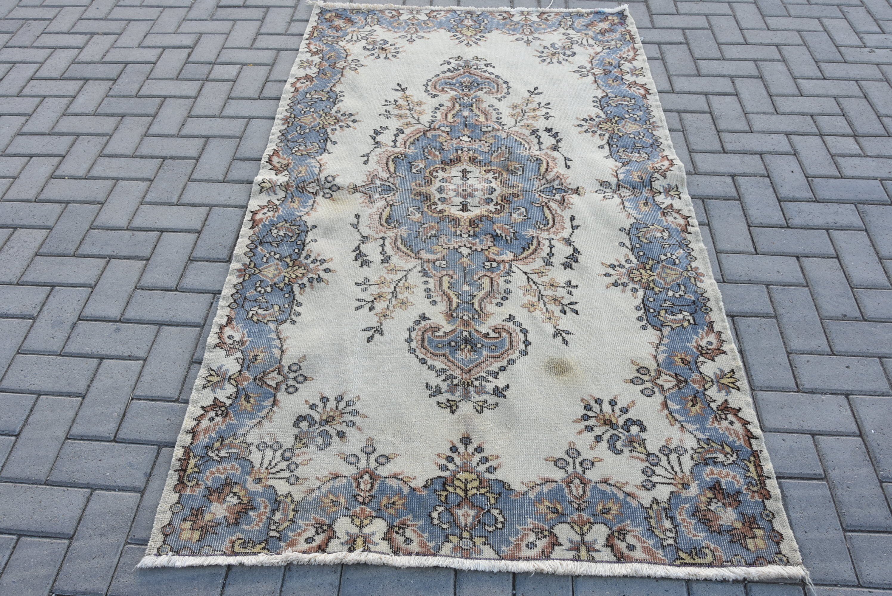 Pale Rug, Oushak Rug, Beige Antique Rug, Home Decor Rug, Kitchen Rug, Turkish Rug, Vintage Rug, Rugs for Dining Room, 3.9x6.6 ft Area Rugs