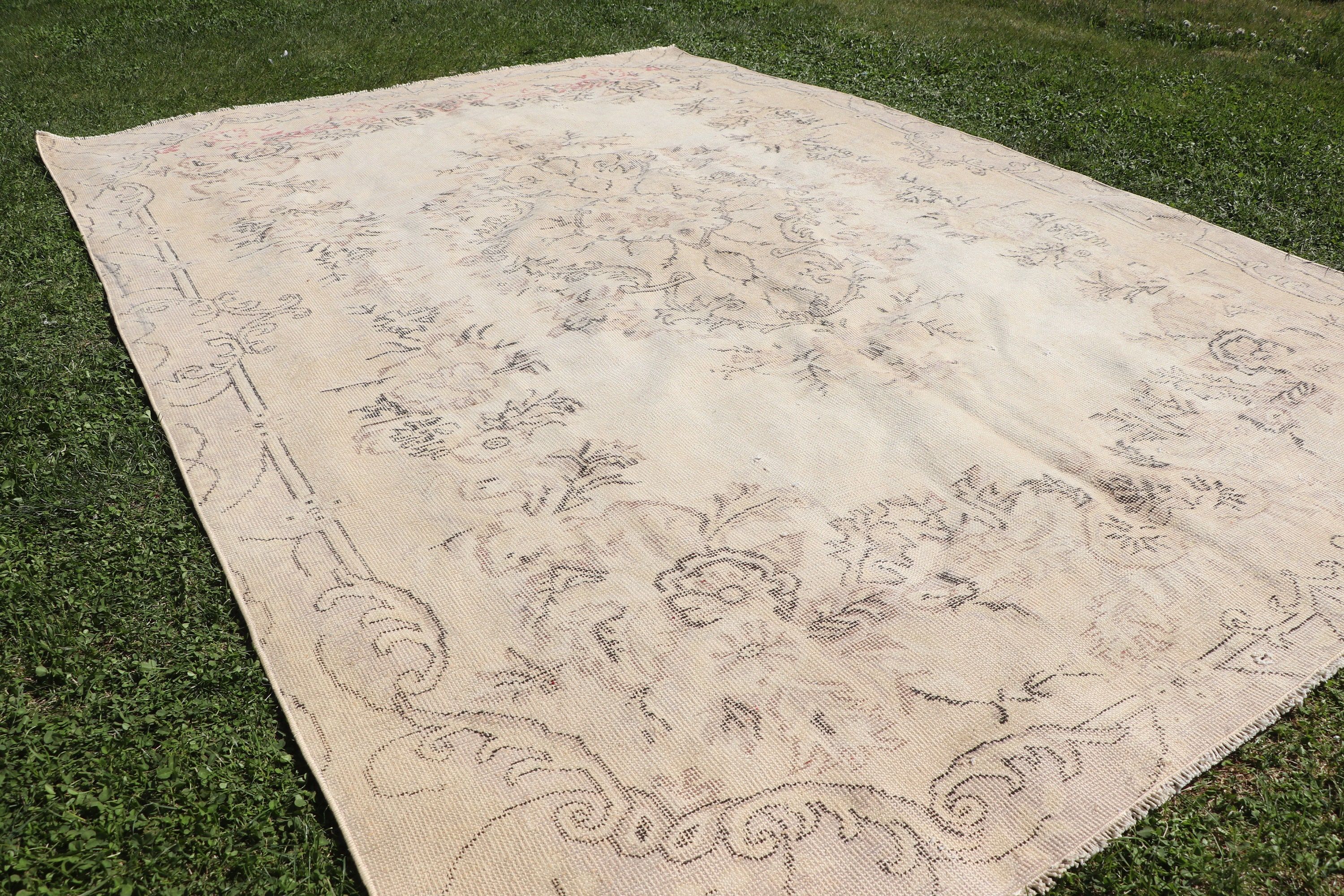 Türk Halısı, Büyük Boho Halısı, Vintage Halılar, Bej Lüks Halılar, Yatak Odası Halıları, 6.6x9.6 ft Büyük Halılar, Oryantal Halılar, Oturma Odası Halısı