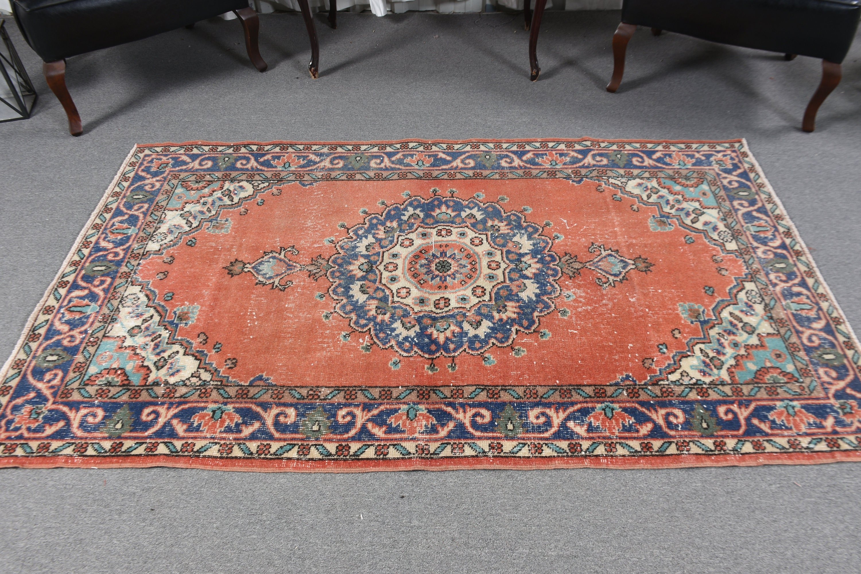 Kırmızı Oryantal Halılar, Antika Halı, 3.8x6.6 ft Alan Halısı, Yer Halısı, Türk Halısı, Boho Alan Halıları, Vintage Halı, Geniş Alan Kilim Halıları