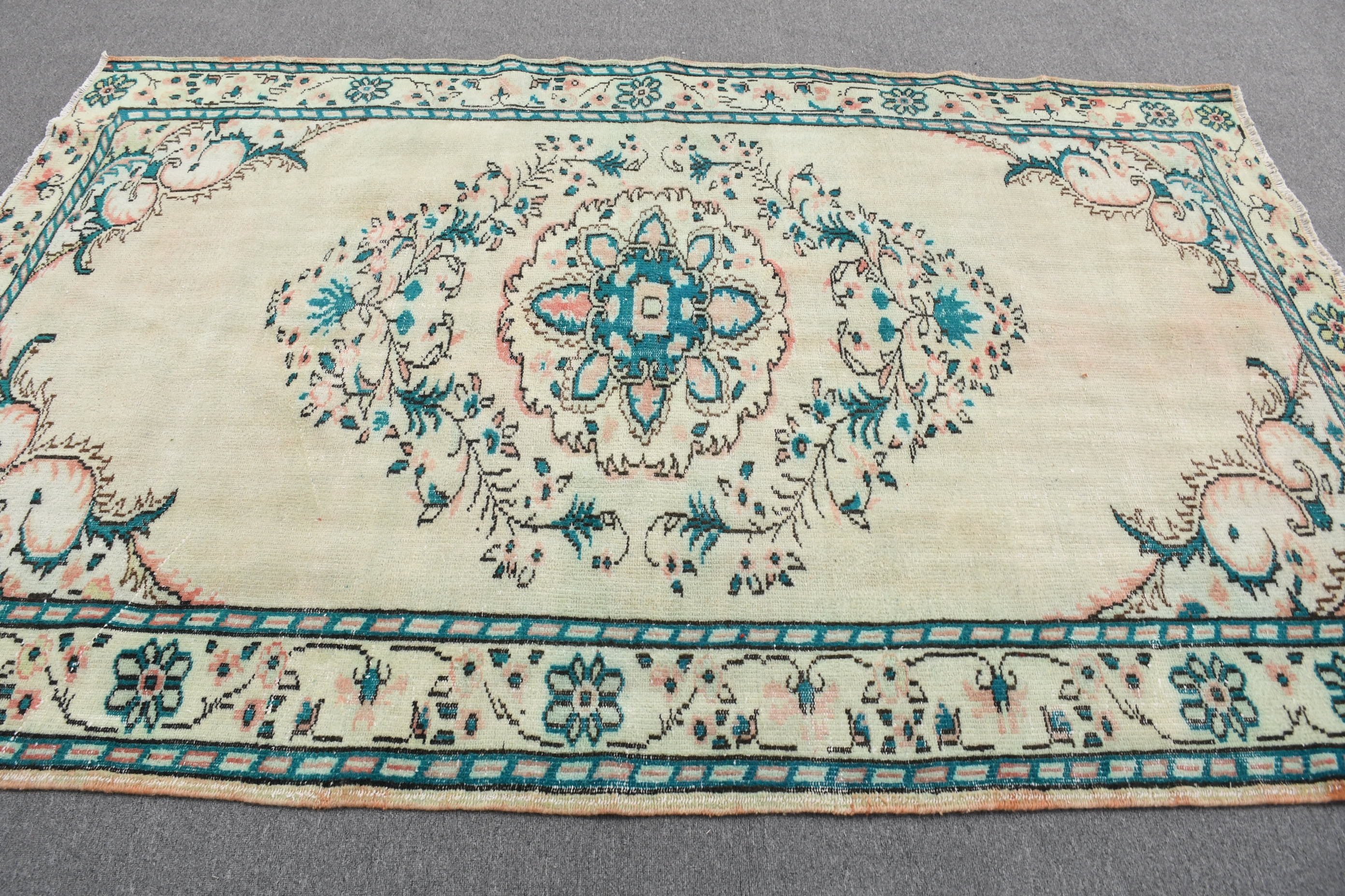 Floor Rug, Oushak Rug, Vintage Rugs, Turkish Rug, Bedroom Rug, Dining Room Rug, Rugs for Salon, 5.6x8.6 ft Large Rug, Beige Antique Rugs