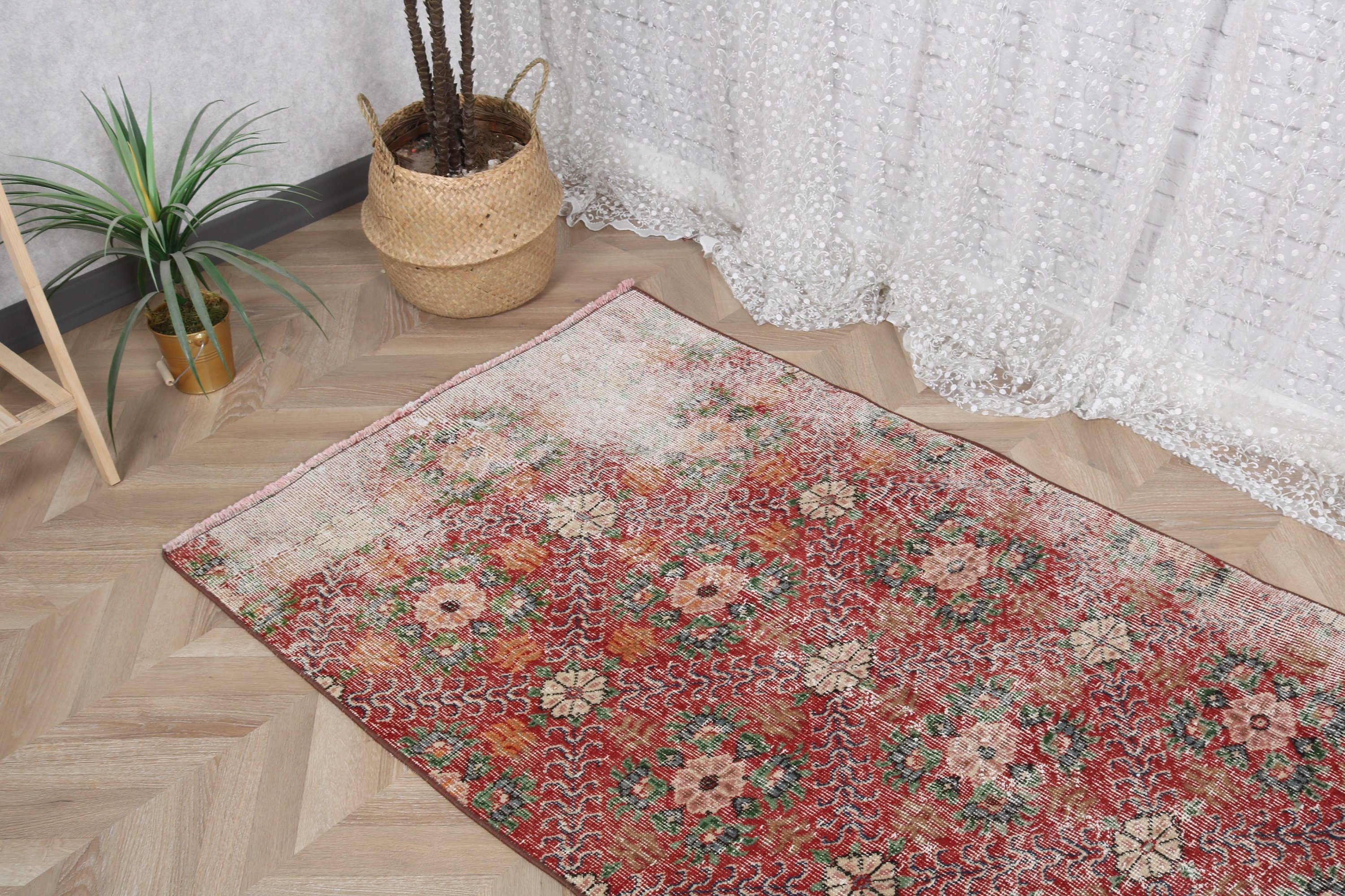 Vintage Rug, Entry Rugs, Rugs for Kitchen, Red Cool Rug, Nursery Rugs, Turkish Rugs, Anatolian Rugs, 3.1x6.4 ft Accent Rug, Oriental Rug