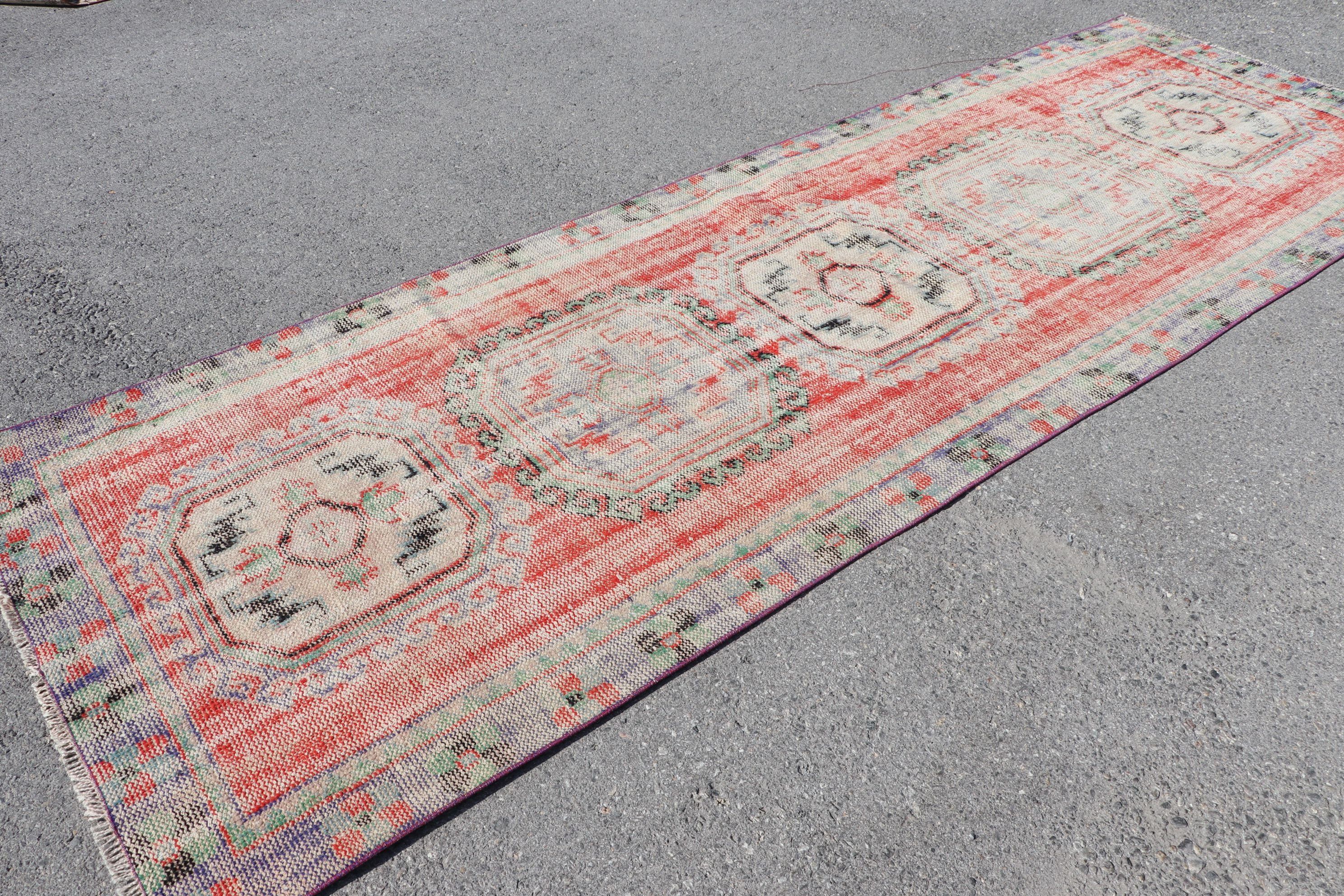 Organic Rug, Vintage Rugs, Rugs for Kitchen, Oriental Rug, Turkish Rugs, Red  4x11.4 ft Runner Rugs, Cool Rug, Kitchen Rug