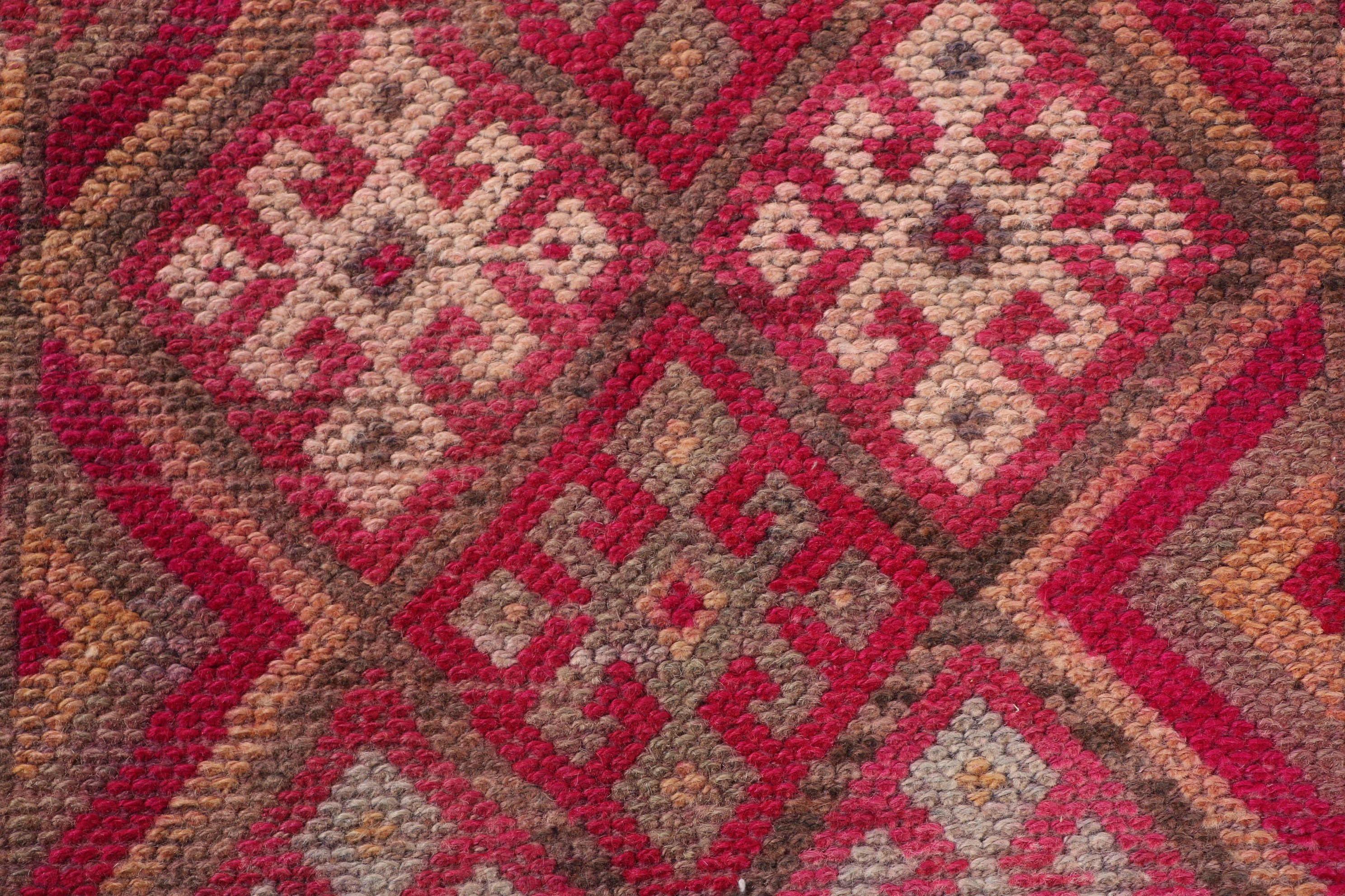 Oriental Rug, Turkish Rugs, Wool Rug, Rugs for Kitchen, Vintage Rugs, Pink Moroccan Rugs, Beni Ourain Runner Rugs, 2.5x12.2 ft Runner Rug