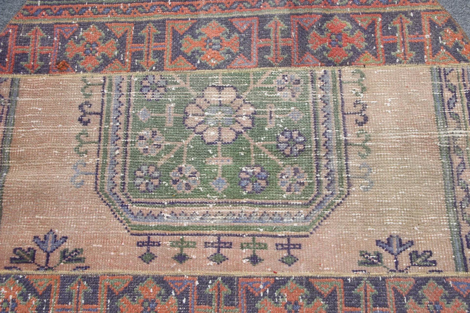 Vintage Halı, Giriş Halıları, Araba Paspas Halıları, Antika Halılar, Turuncu 3.6x3.6 ft Küçük Halı, Yer Halısı, Türk Halısı, Yatak Odası Halısı