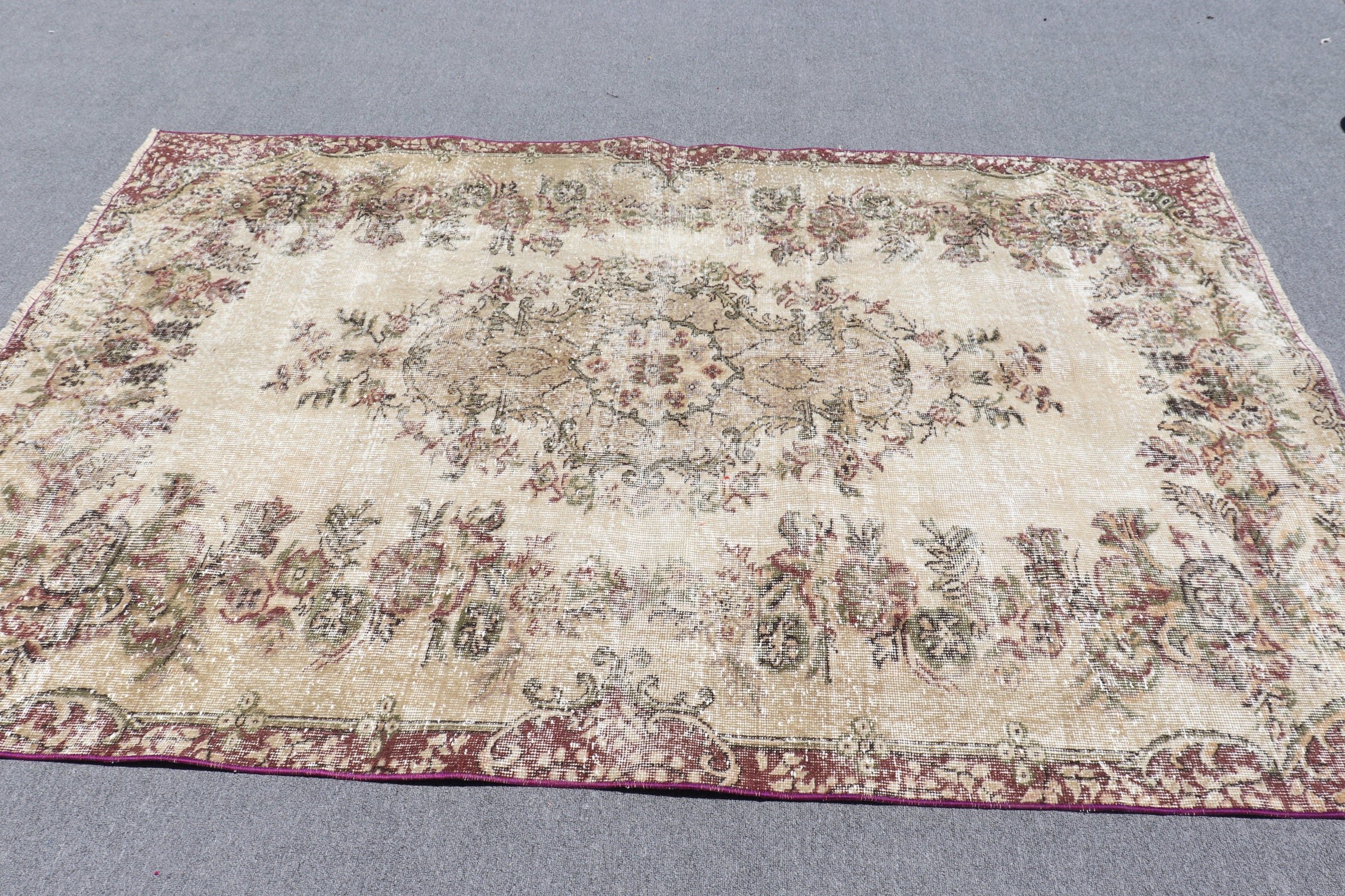 Living Room Rug, Oushak Rug, Turkish Rugs, Rugs for Salon, Vintage Rug, Salon Rug, Home Decor Rug, 5.2x7.9 ft Large Rug, Brown Cool Rug