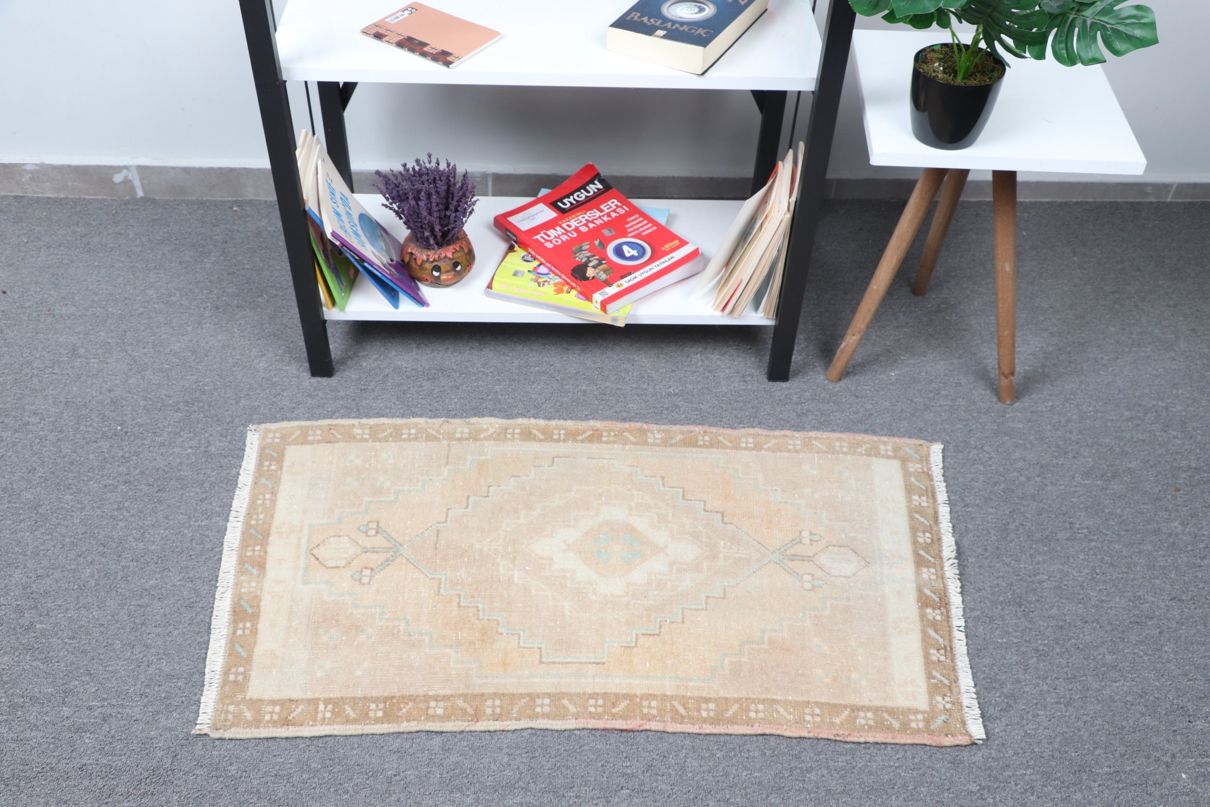 Cool Rug, Vintage Rug, 1.6x3 ft Small Rug, Bathroom Rugs, Moroccan Rug, Turkish Rug, Rugs for Door Mat, Bedroom Rugs, Beige Moroccan Rug