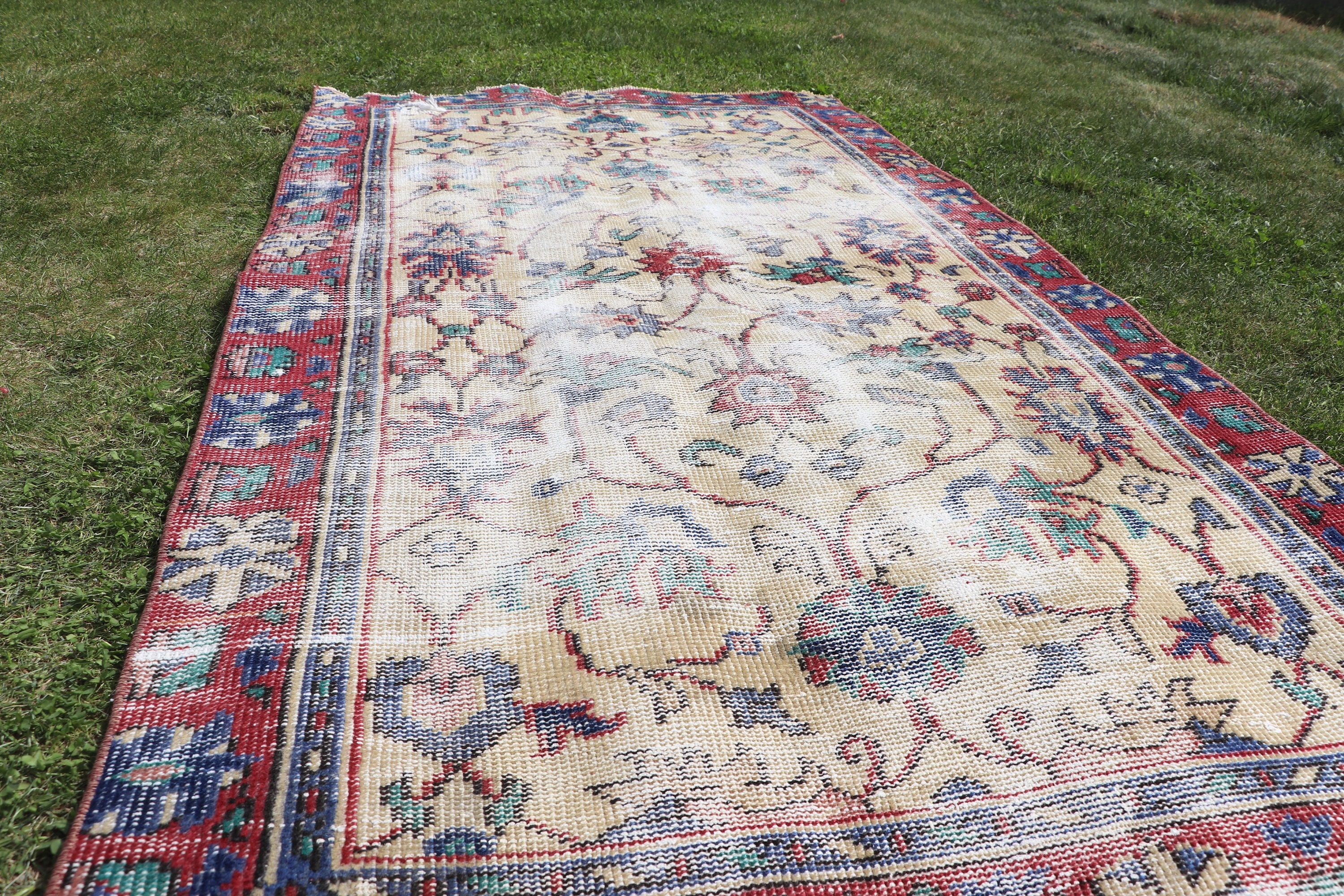 Yer Halıları, Aksan Halıları, 3,3x6,1 ft Aksan Halıları, Kırmızı Ev Dekor Halıları, Türk Halıları, Bohem Halısı, Vintage Halı, Yatak Odası Halısı, Mutfak Halısı