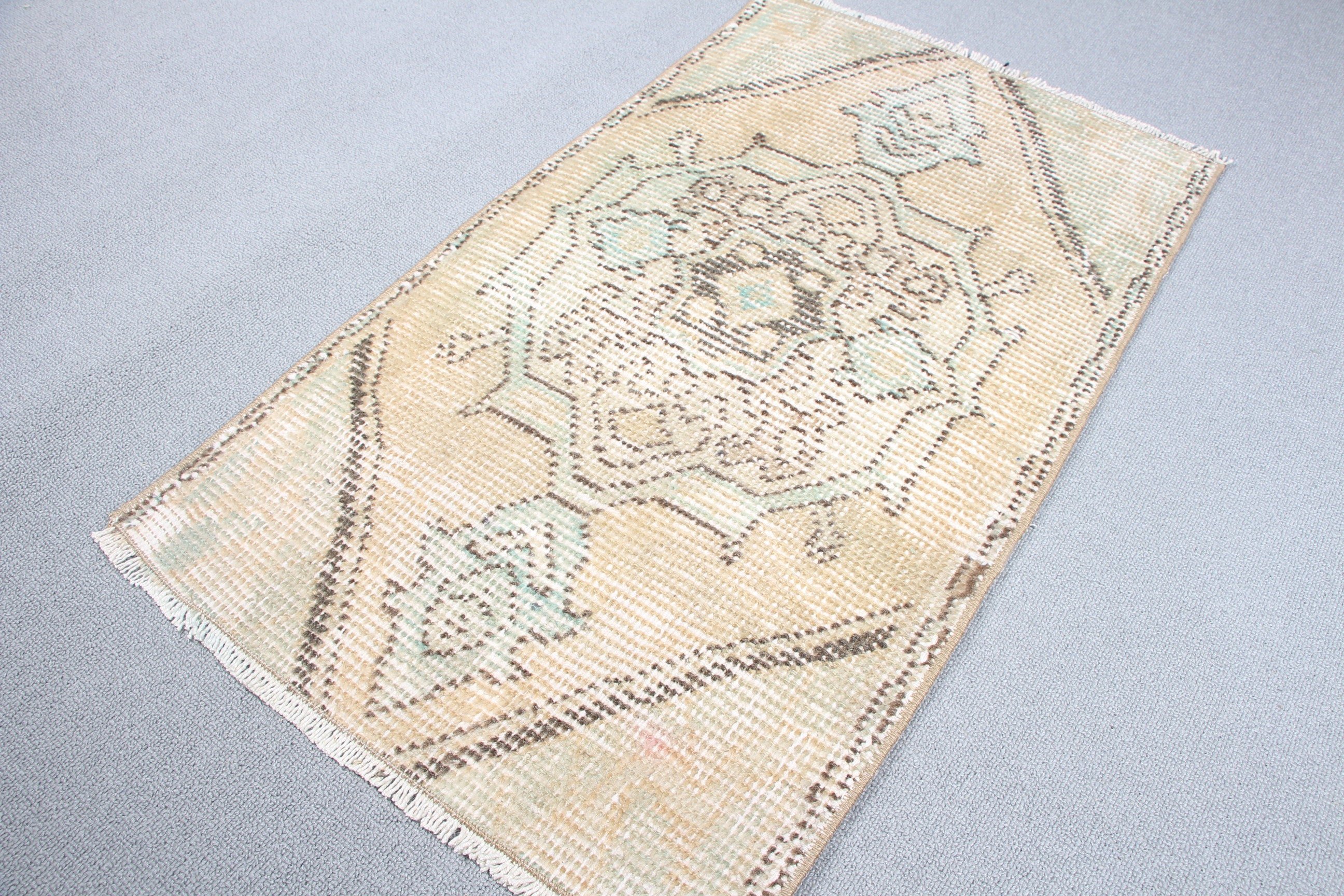 Bright Rug, Turkish Rugs, Nursery Rugs, Bedroom Rug, Kitchen Rug, Vintage Rug, Oriental Rug, Green  1.5x2.7 ft Small Rugs