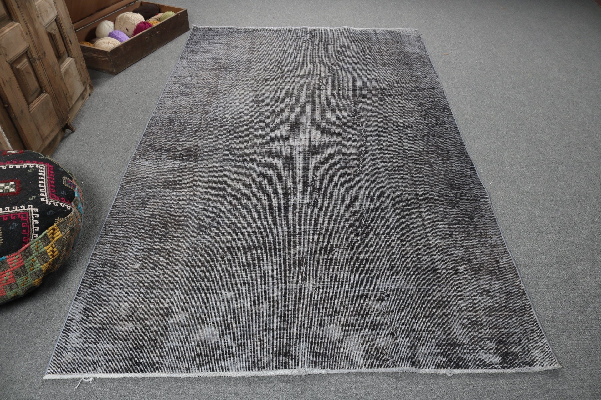 Salon Rugs, Handmade Rugs, Black  5.1x8.2 ft Large Rug, Flatweave Rugs, Turkish Rugs, Vintage Rug, Bedroom Rug, Statement Rugs