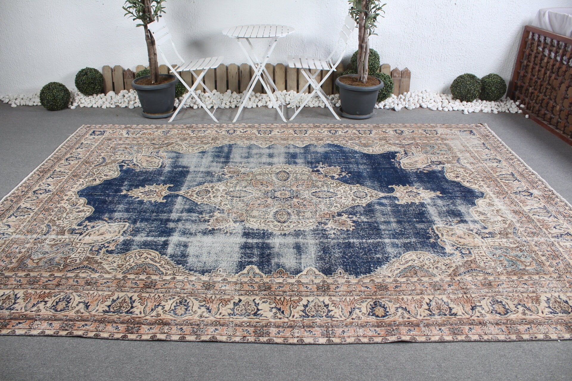 Dining Room Rug, Turkish Rug, Living Room Rug, 7.9x11.2 ft Oversize Rugs, Bedroom Rug, Kitchen Rug, Boho Rug, Vintage Rug, Blue Bedroom Rug