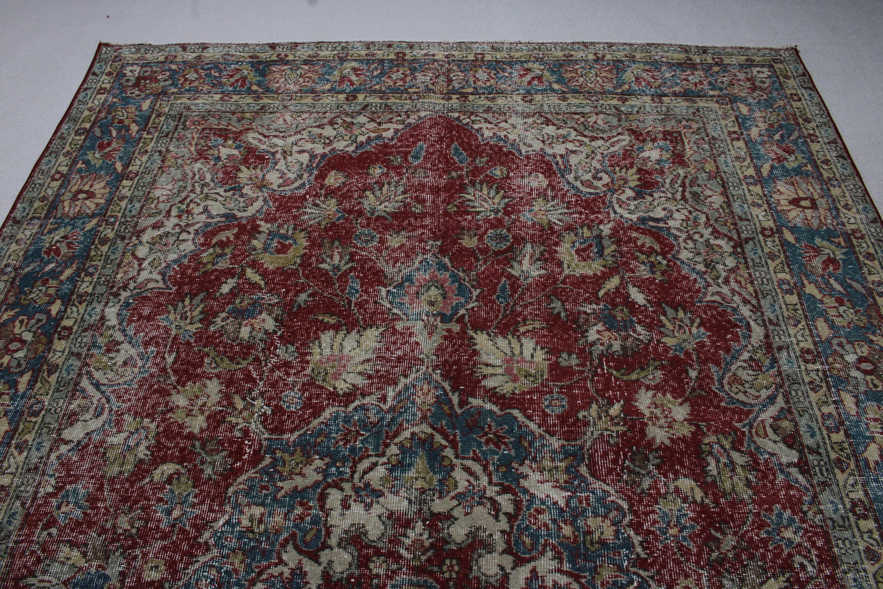 Mavi Ev Dekor Halıları, Salon Halıları, Türk Halısı, Organik Halı, Vintage Halılar, Yer Halısı, Oushak Halıları, Yemek Odası Halısı, 6,9x10,4 ft Büyük Boy Halı