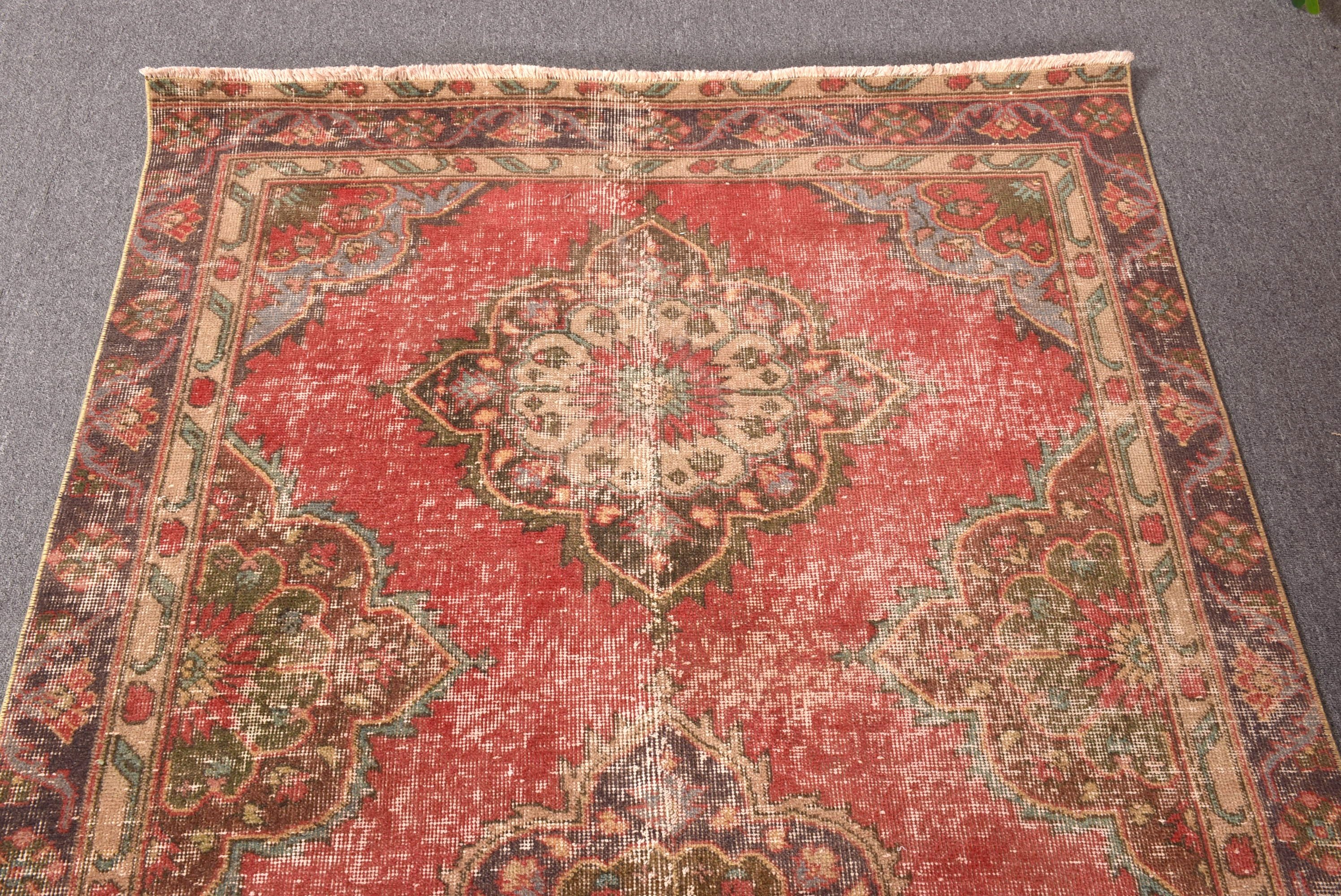 Oushak Rug, Neutral Rug, Red  4.2x10.3 ft Large Rugs, Vintage Rugs, Large Oushak Rug, Office Rug, Bedroom Rugs, Turkish Rug