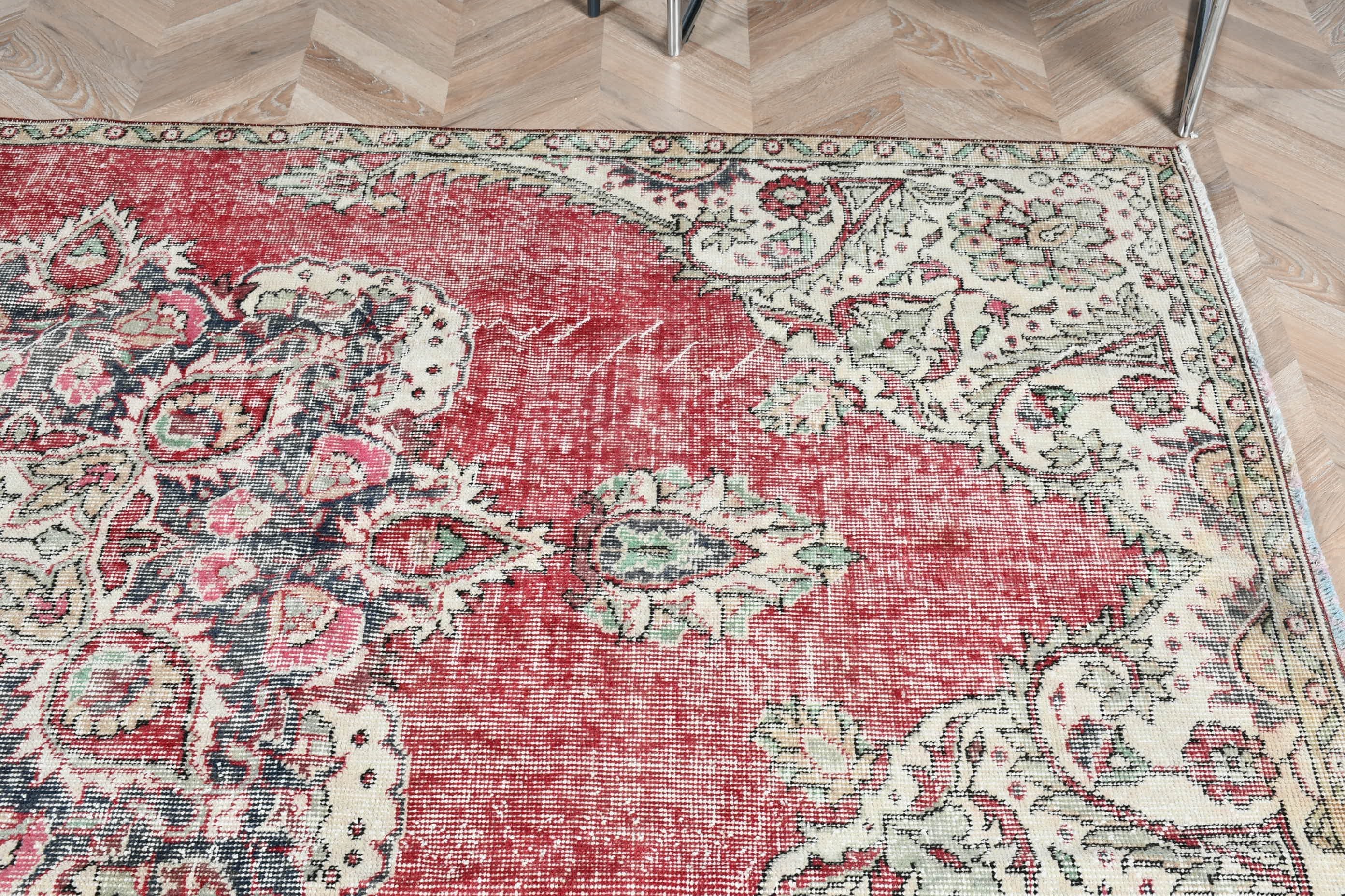 Salon Rugs, Red Anatolian Rug, Aztec Rug, Turkish Rugs, Oushak Rug, Living Room Rugs, Kitchen Rug, Vintage Rug, 4.8x8.4 ft Large Rug