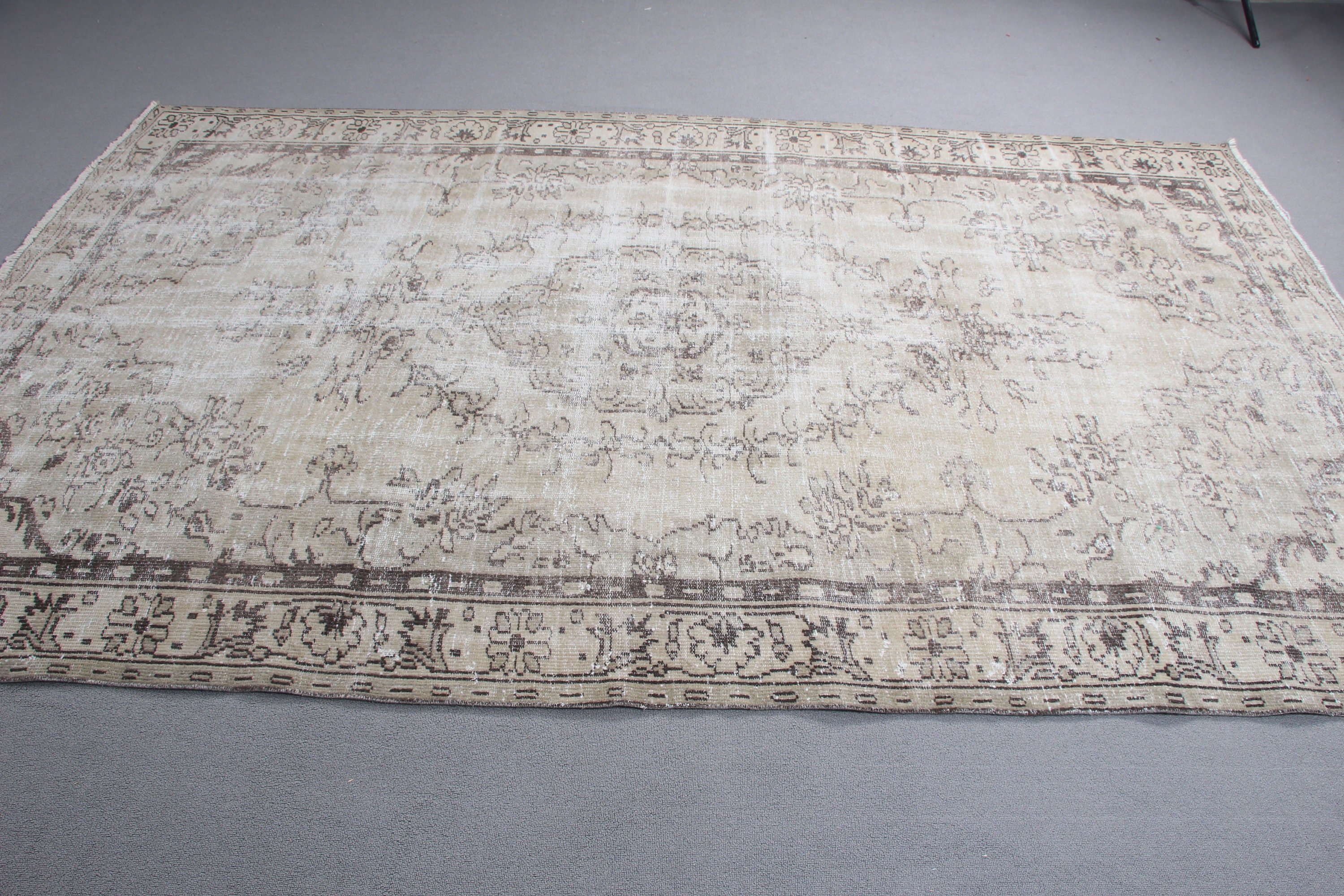 6x9.6 ft Large Rugs, Large Oushak Rugs, Turkish Rug, Living Room Rug, Beige Flatweave Rug, Handwoven Rugs, Vintage Rugs, Statement Rug