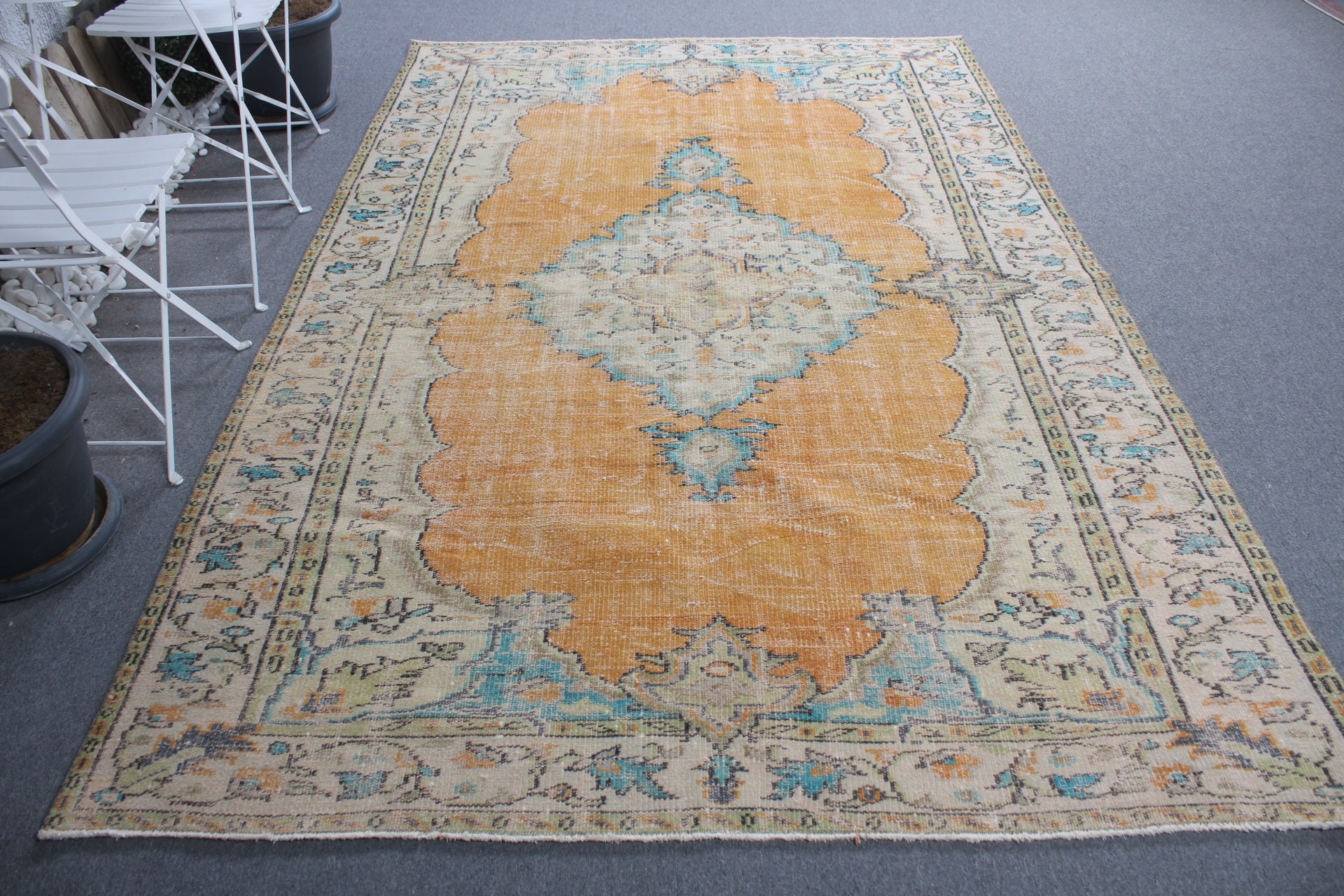 Floor Rug, Orange Kitchen Rugs, 6.1x9.2 ft Large Rug, Living Room Rug, Turkish Rug, Rugs for Salon, Bedroom Rug, Vintage Rug, Kitchen Rugs