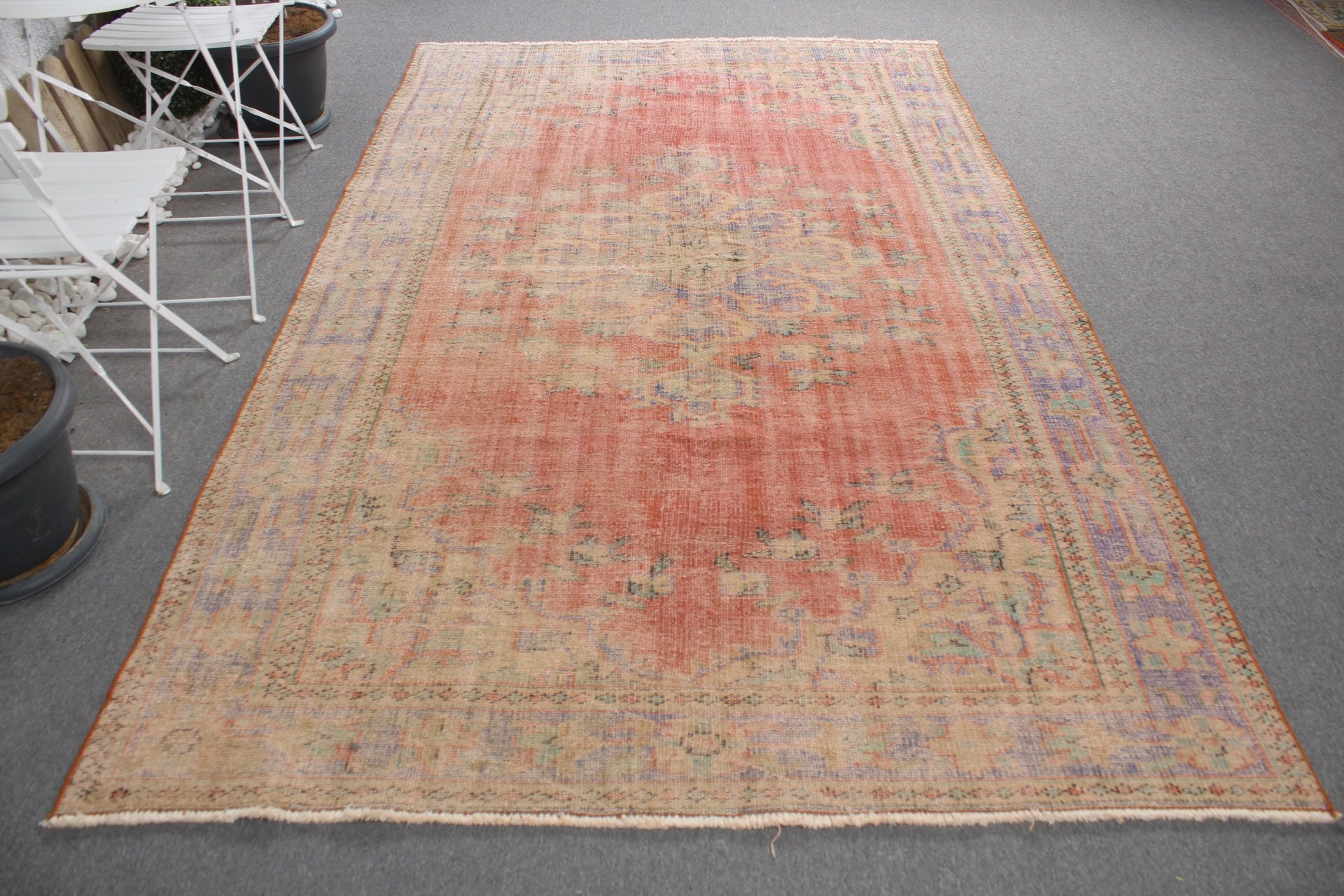 Red Oushak Rugs, Wedding Rugs, Turkish Rugs, Moroccan Rug, Vintage Rugs, Bedroom Rug, Home Decor Rug, Dining Room Rug, 5.8x9.7 ft Large Rug