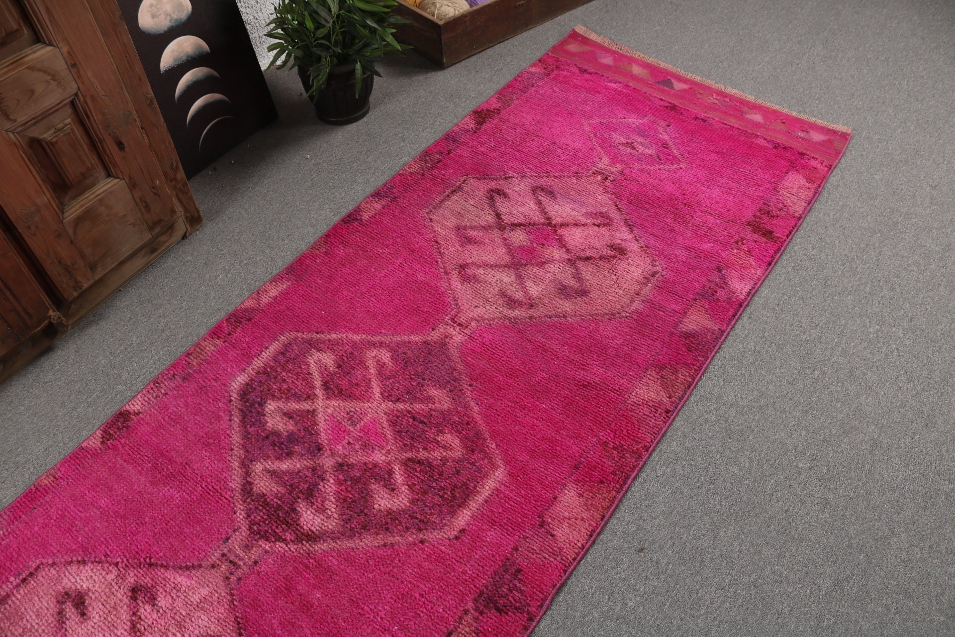 3x10.7 ft Runner Halı, Pembe Fas Halıları, Boho Halıları, Yer Halıları, Vintage Runner Halısı, Türk Halısı, Vintage Halı, Vintage Runner Halıları