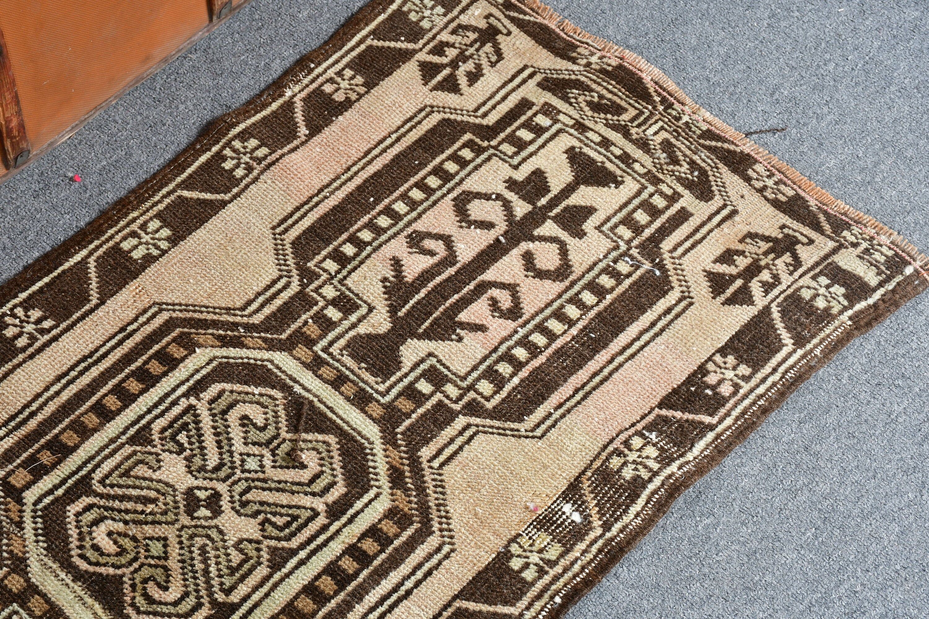 Bedroom Rug, Turkish Rug, Boho Rugs, Rugs for Car Mat, Oushak Rug, Brown Moroccan Rug, Vintage Rugs, Wall Hanging Rug, 1.5x3.4 ft Small Rug