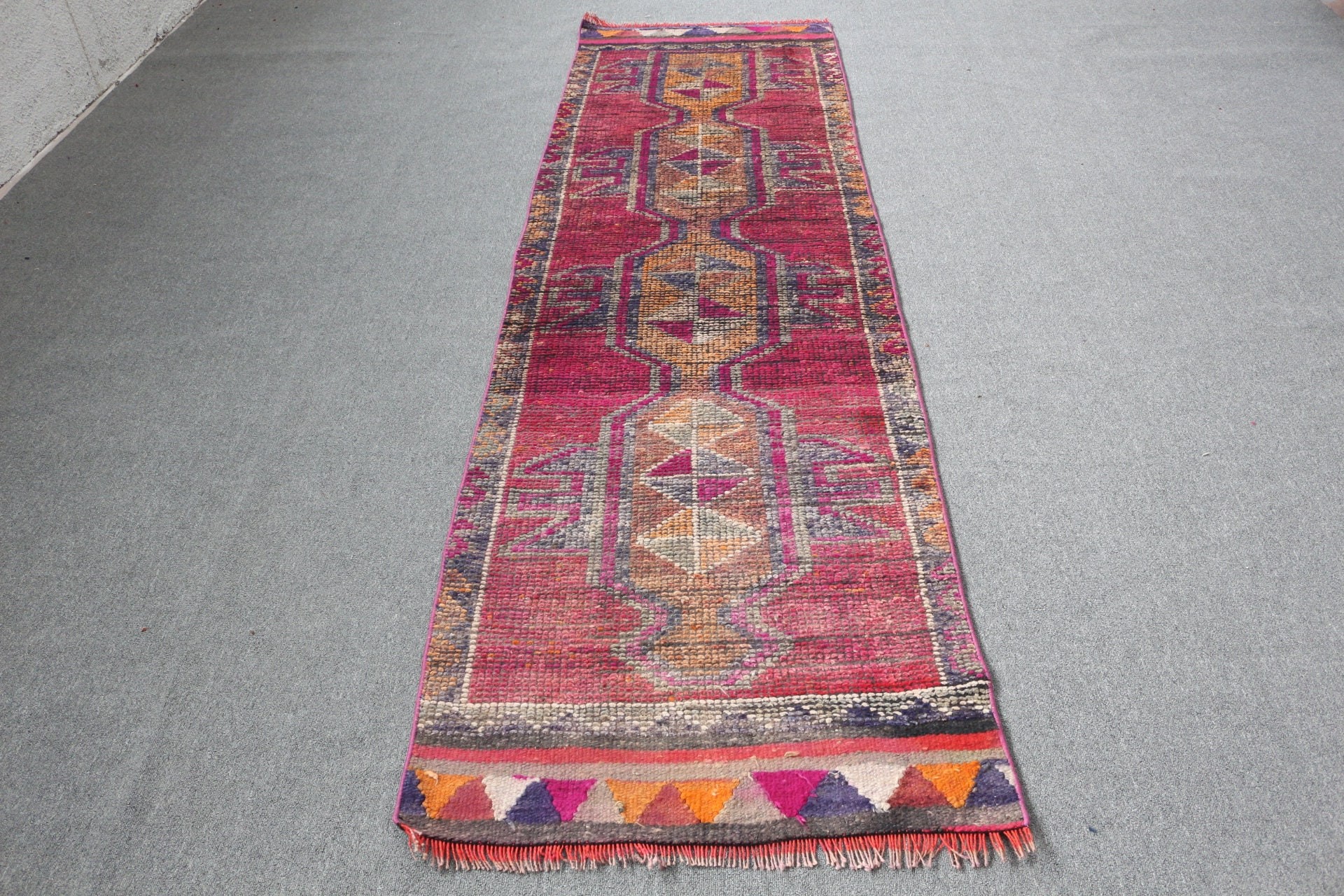 Fas Halısı, Merdiven Halıları, 2.7x9.4 ft Yolluk Halısı, Sevimli Halılar, Merdiven Halıları, Türk Halısı, Oryantal Halı, Vintage Halı, Mor Ev Dekorasyonu Halıları