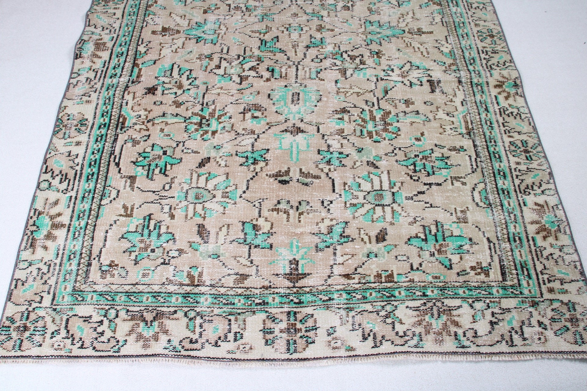 Vintage Halılar, Türk Halıları, Oturma Odası Halısı, 5.2x8.8 ft Büyük Halı, Büyük Boho Halıları, Yatak Odası Halıları, Lüks Halı, Yeşil Fas Halısı