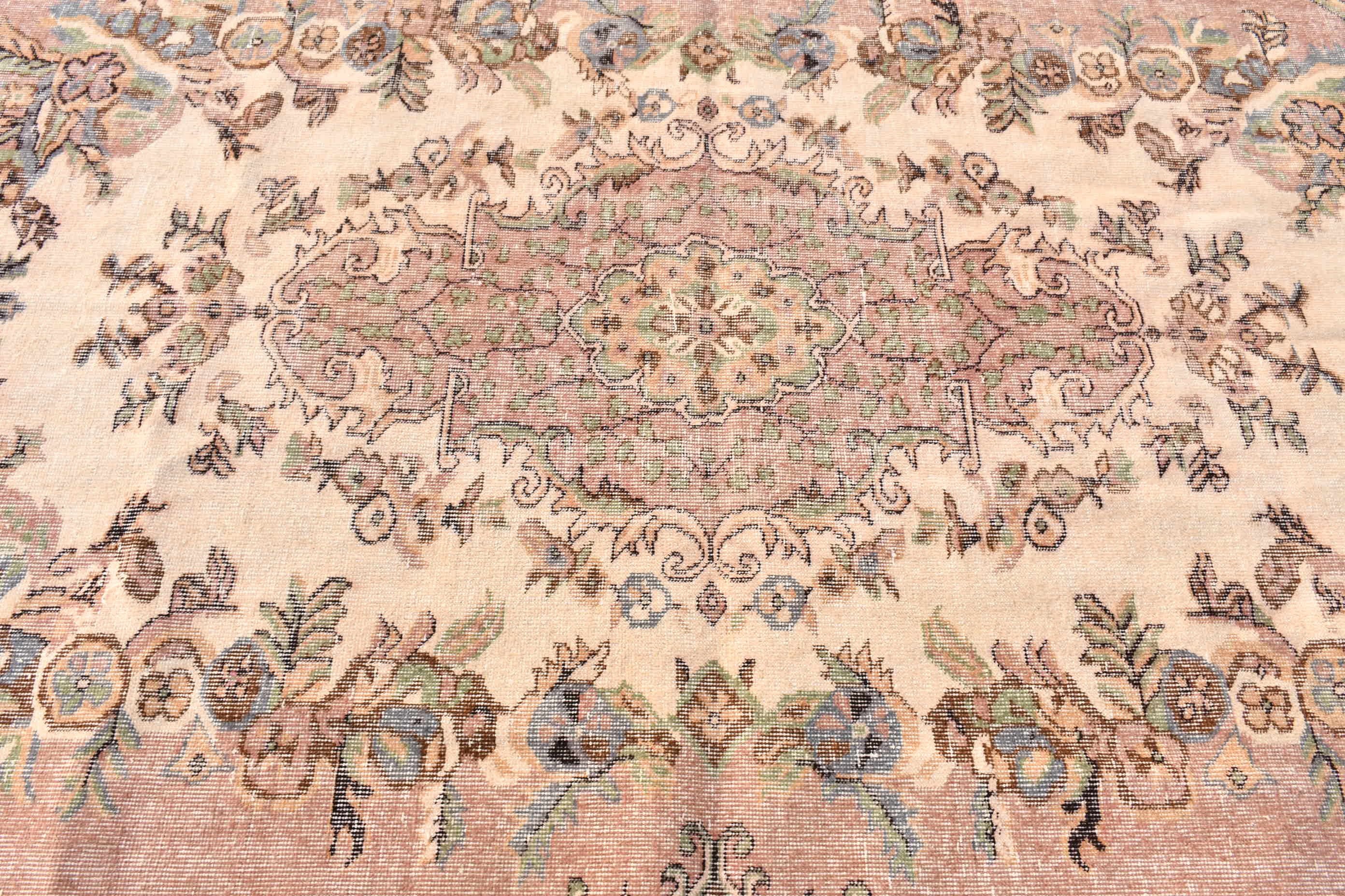 Vintage Dekor Halı, Bej Yün Halı, Oturma Odası Halısı, 5.9x9.8 ft Büyük Halı, Salon Halıları, Türk Halıları, Vintage Halılar, Mutfak Halısı