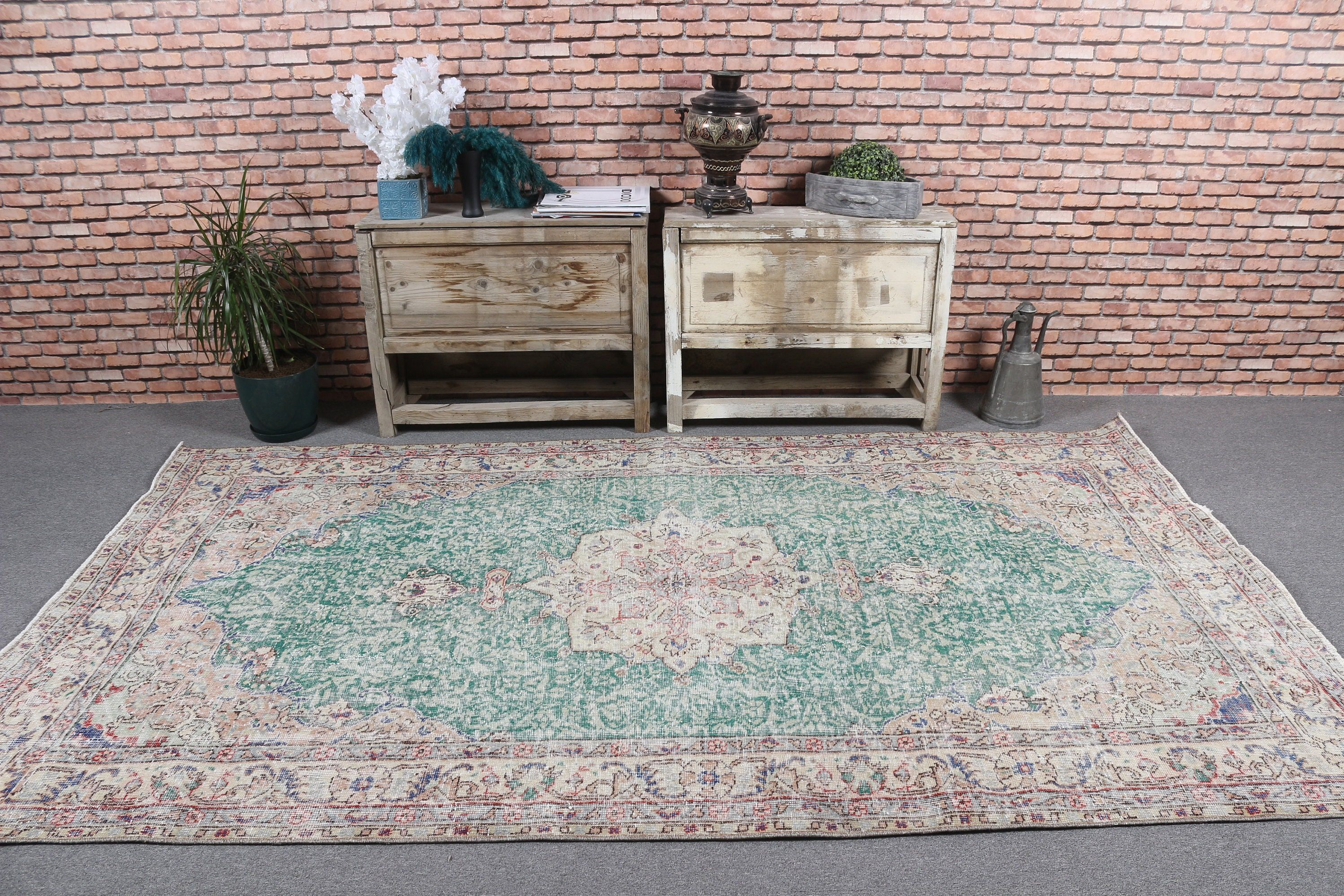 Bedroom Rug, Green Moroccan Rug, Vintage Rug, Living Room Rug, 5.1x9.2 ft Large Rug, Turkish Rug, Dorm Rugs, Salon Rug, Boho Rug, Wool Rugs