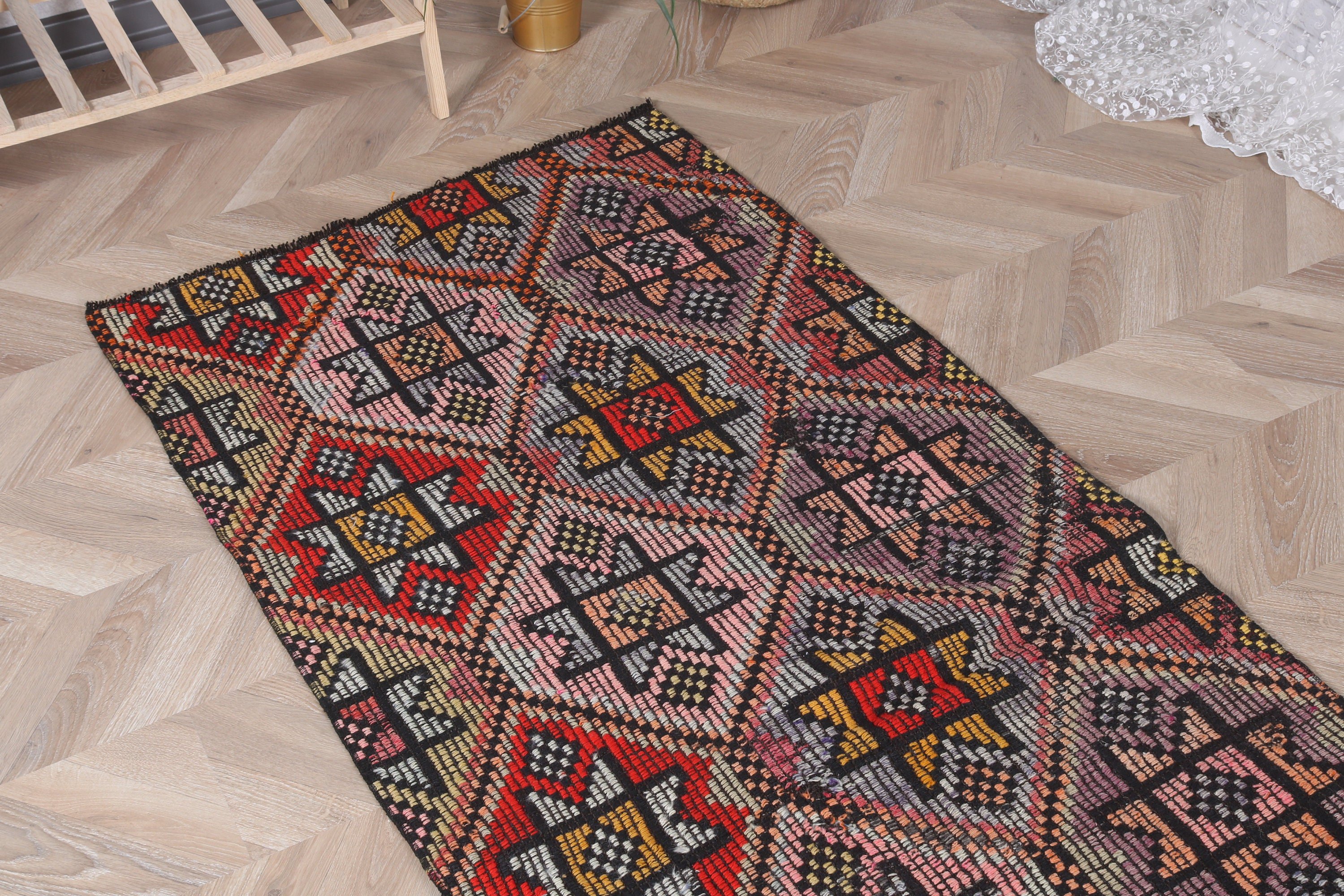 Türk Halıları, Çocuk Halısı, Yer Halısı, 2,7x6,3 ft Vurgu Halısı, Gökkuşağı Oryantal Halıları, Vintage Halılar, Boho Halısı, Geometrik Halılar, Dekoratif Halılar