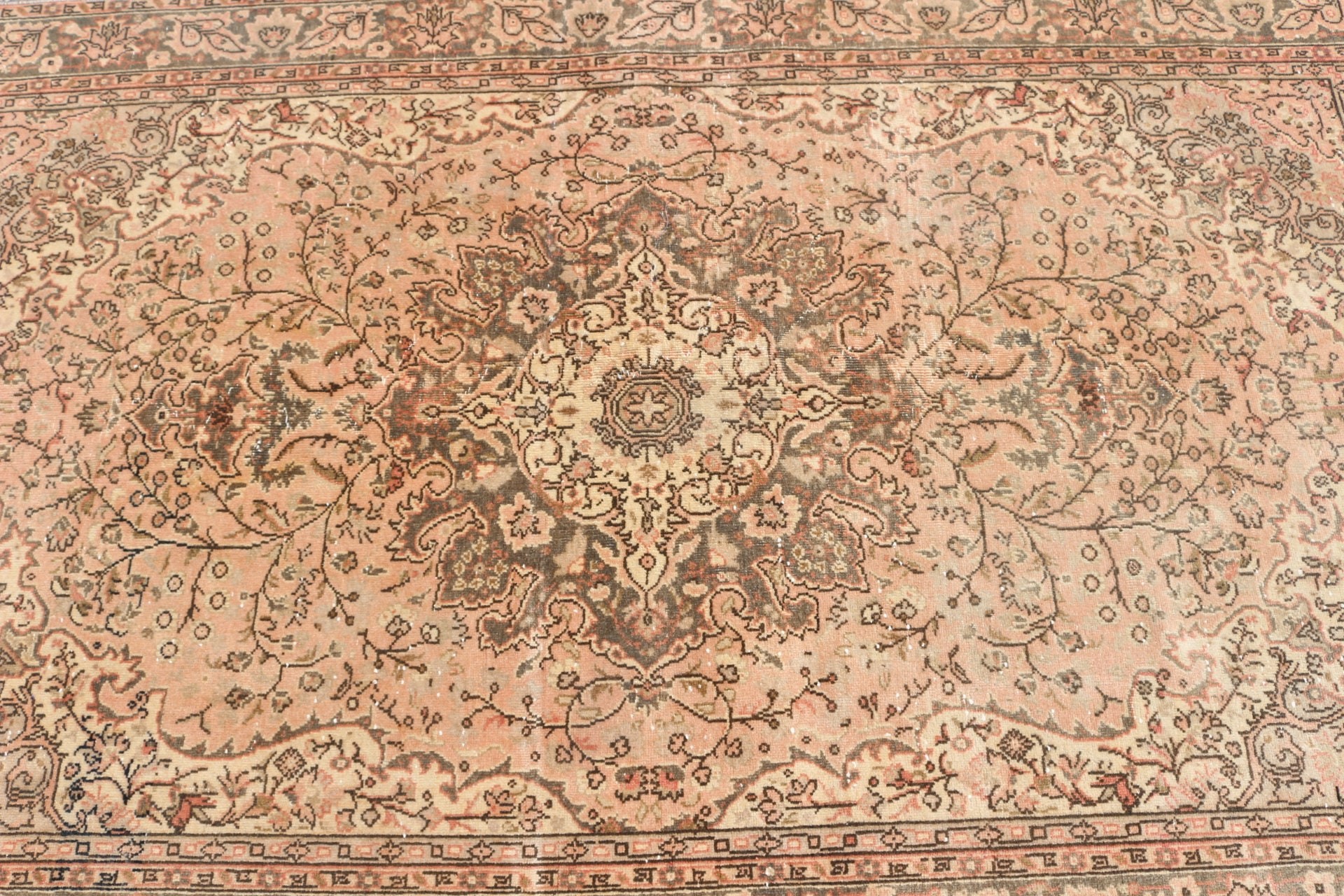 Oushak Halı, Yün Halılar, Vintage Halılar, Mutfak Halısı, Oturma Odası Halıları, Yemek Odası Halısı, 3,8x6,6 ft Alan Halısı, Türk Halısı, Bej Soğuk Halı