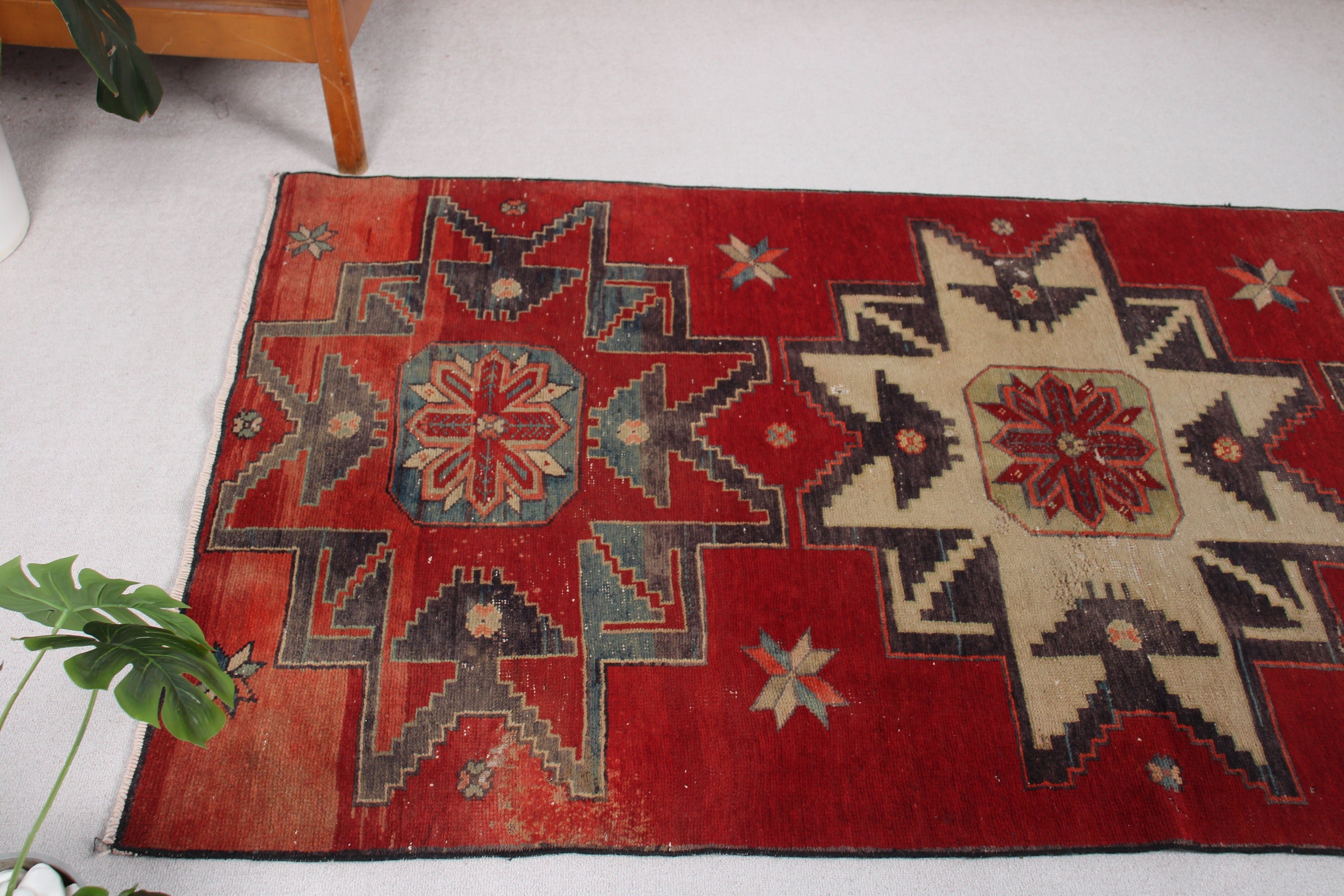 Vintage Area Rugs, Red Anatolian Rugs, Turkey Rugs, 3.9x7.4 ft Area Rug, Nursery Rug, Oushak Rugs, Vintage Rugs, Turkish Rugs, Kitchen Rug