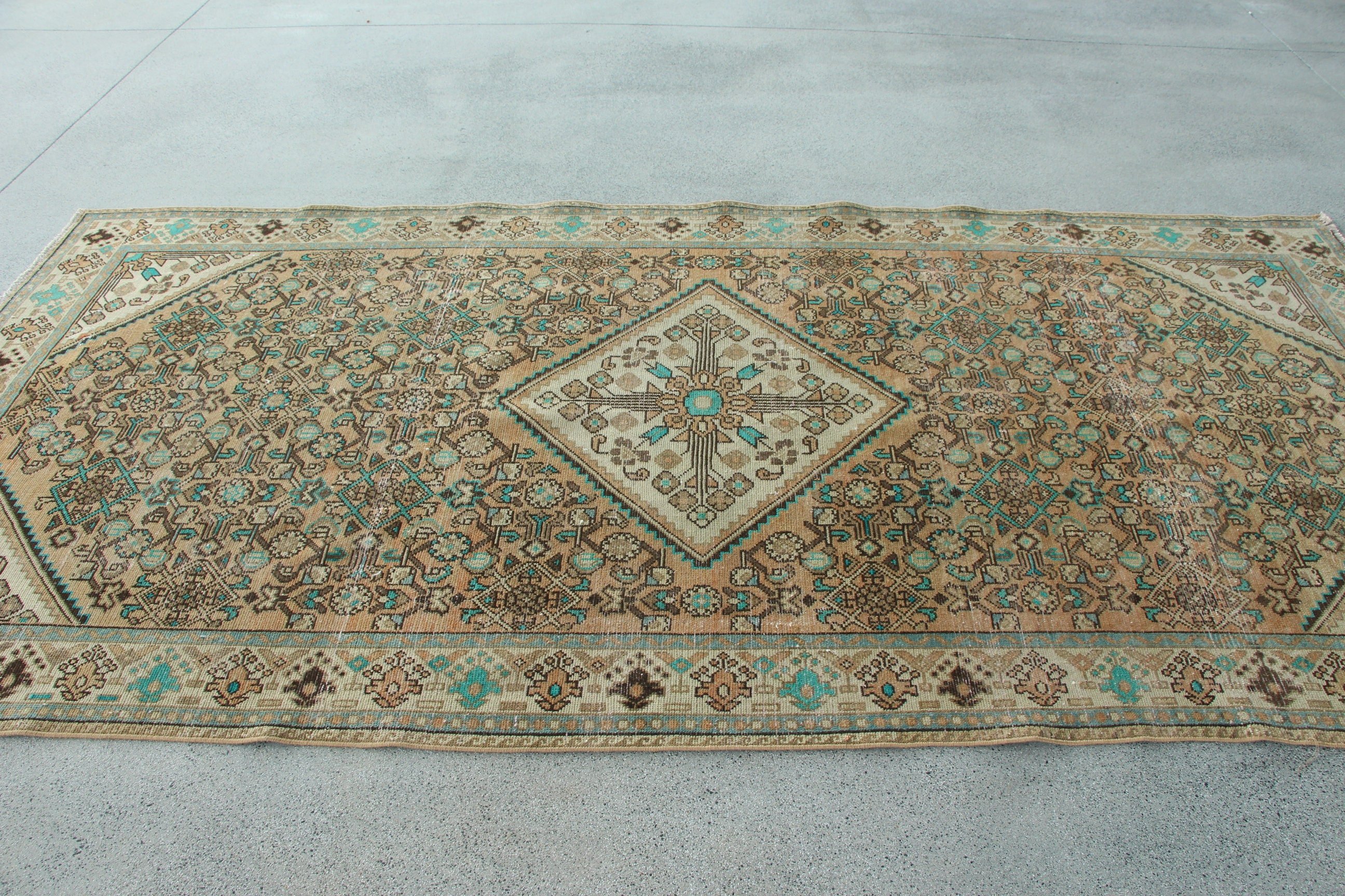 Türk Halıları, Harika Halılar, 5.1x10 ft Büyük Halı, Vintage Halı, Büyük Vintage Halılar, Kahverengi El Dokuma Halılar, Büyük Boho Halılar, Antika Halılar