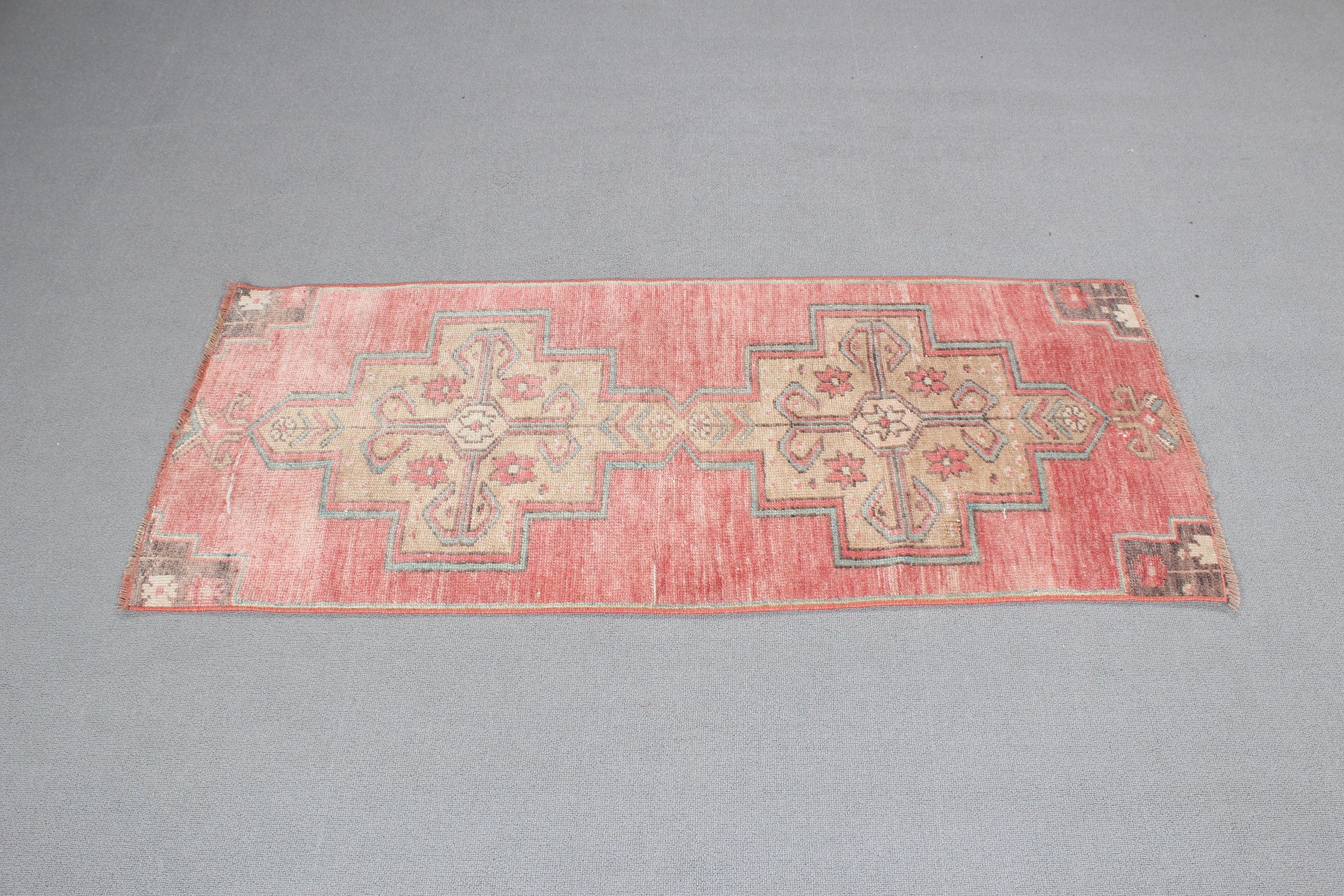 Cute Bath Mat Rug, Kitchen Rugs, Neutral Rug, Turkish Rug, Nursery Rugs, Vintage Rug, Pink Oriental Rug, Boho Rugs, 1.9x4.6 ft Small Rug