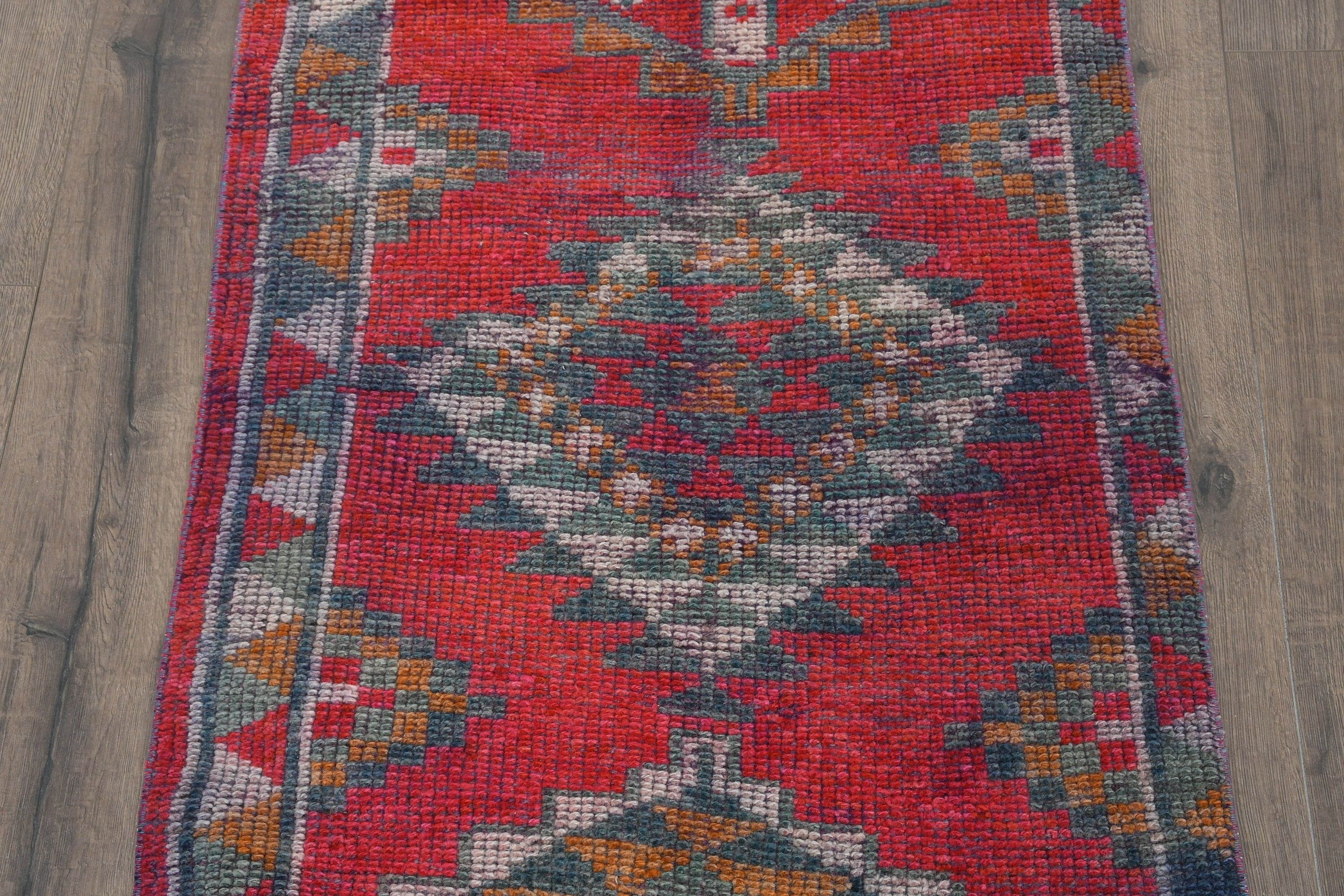 Home Decor Rug, Vintage Rug, Turkish Rugs, Kitchen Rugs, Pale Rug, Rugs for Kitchen, Wool Rug, Pink Moroccan Rug, 2.3x11.4 ft Runner Rugs