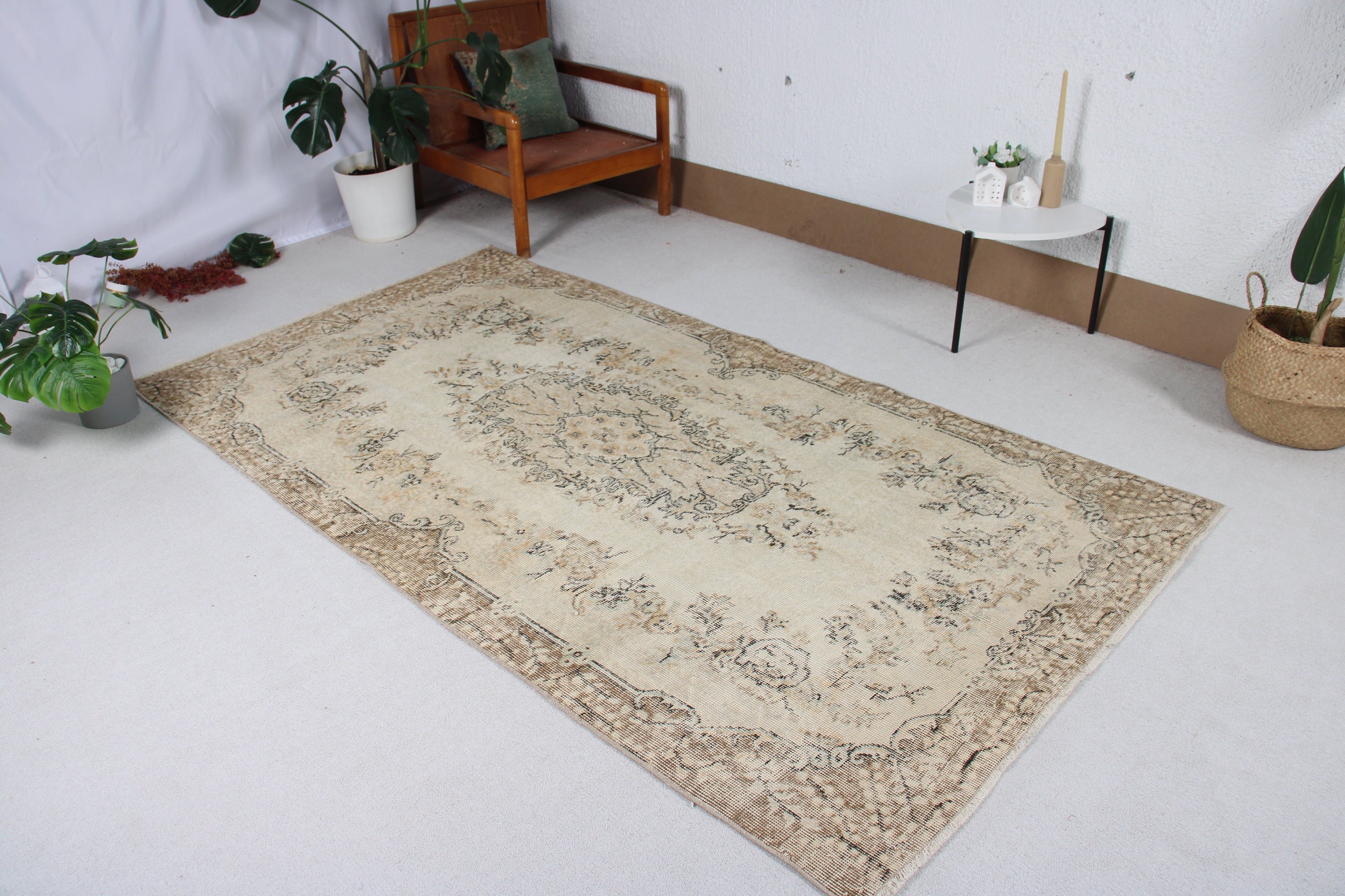 Turkish Rug, Home Decor Rugs, 4.6x8.2 ft Area Rugs, Dining Room Rugs, Beige Modern Rugs, Vintage Rugs, Nursery Rug