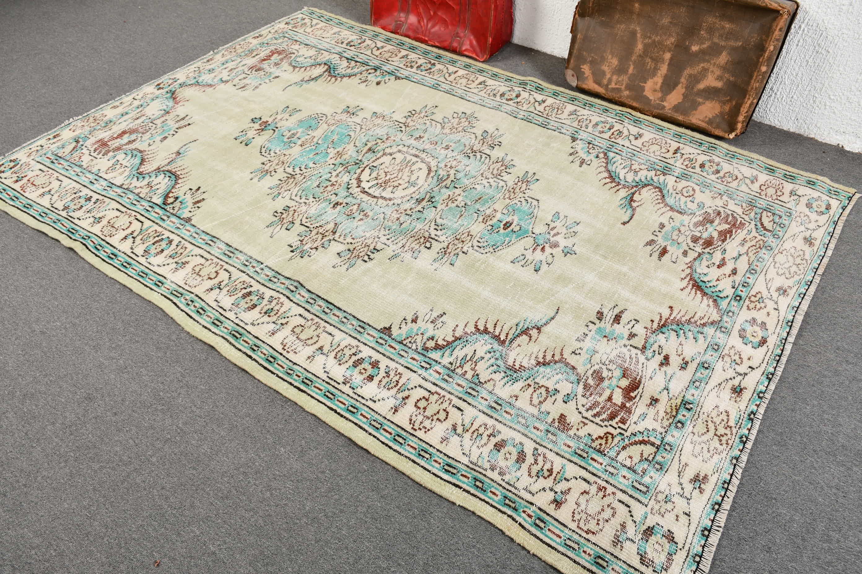 Living Room Rugs, 5.7x8.1 ft Large Rugs, Bedroom Rug, Vintage Rug, Turkish Rug, Green Antique Rug, Kitchen Rug, Dorm Rug