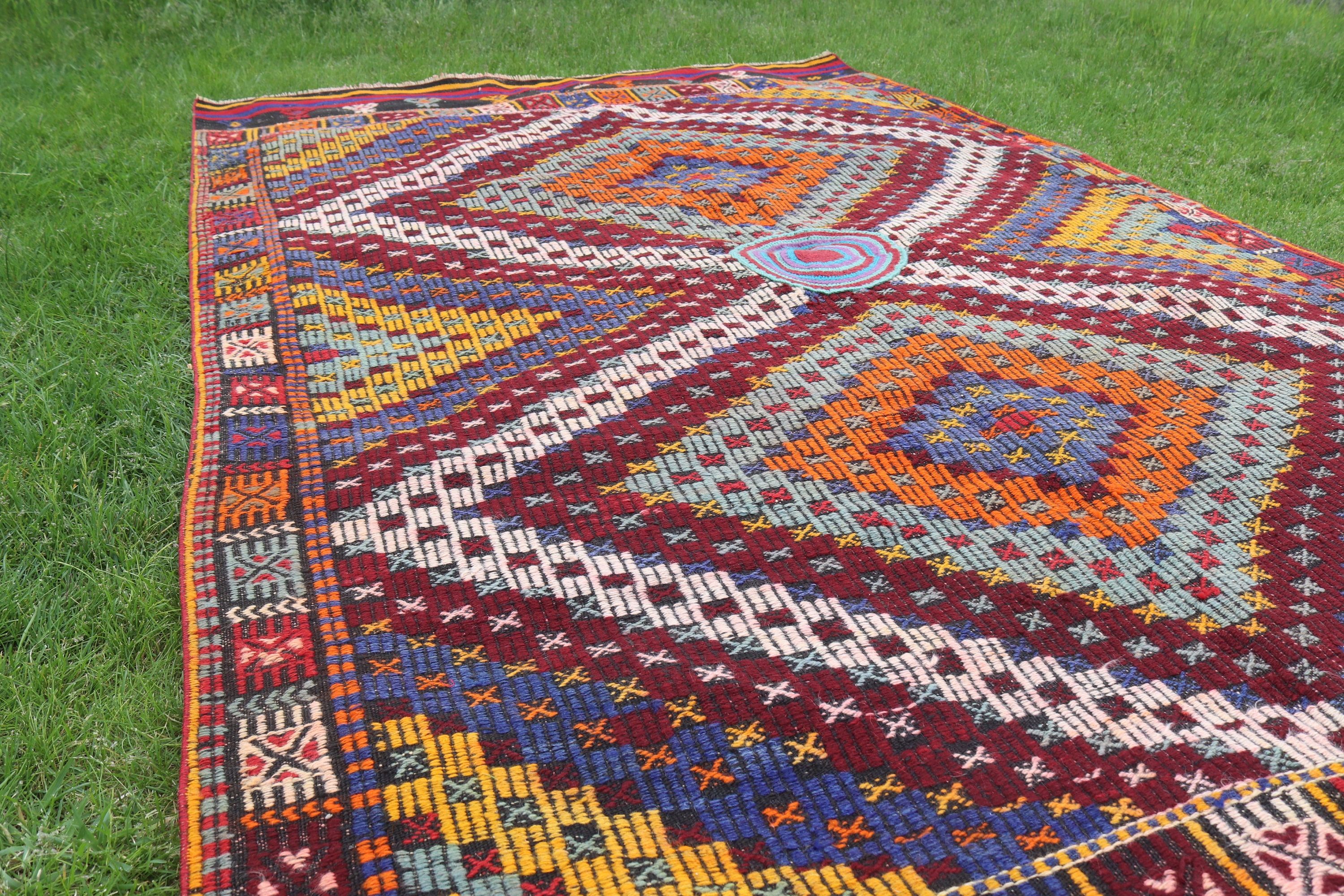 Rainbow Geometric Rugs, Home Decor Rug, Exotic Rug, 5.6x9.1 ft Large Rug, Vintage Rug, Luxury Rug, Large Vintage Rug, Turkish Rug, Kilim