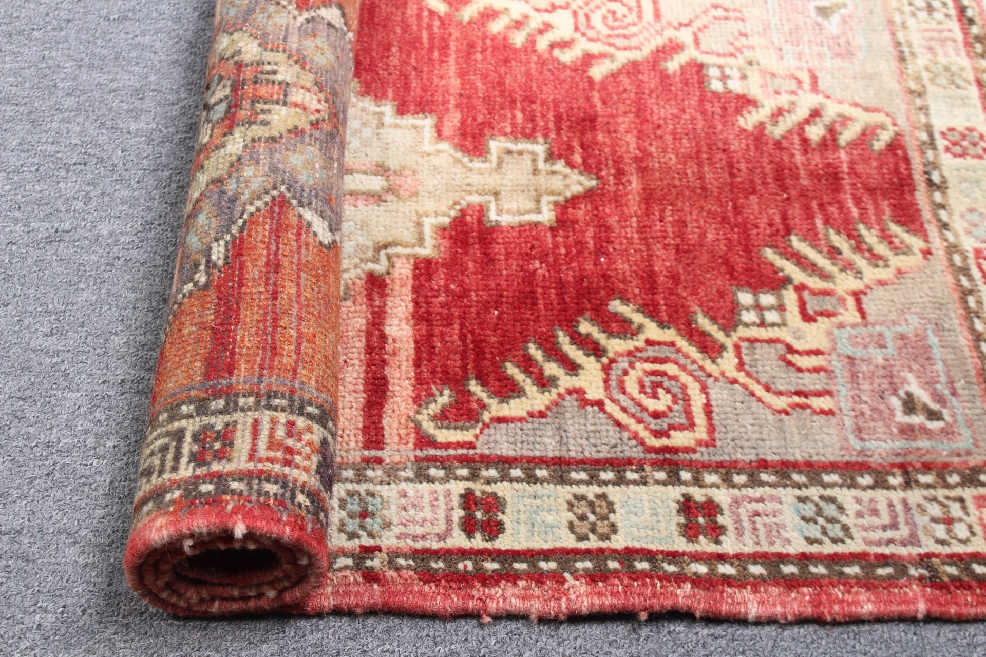 Kitchen Rugs, Rugs for Wall Hanging, 1.7x3.1 ft Small Rug, Bedroom Rug, Bath Rug, Vintage Rug, Red Oriental Rug, Turkish Rugs, Pale Rug