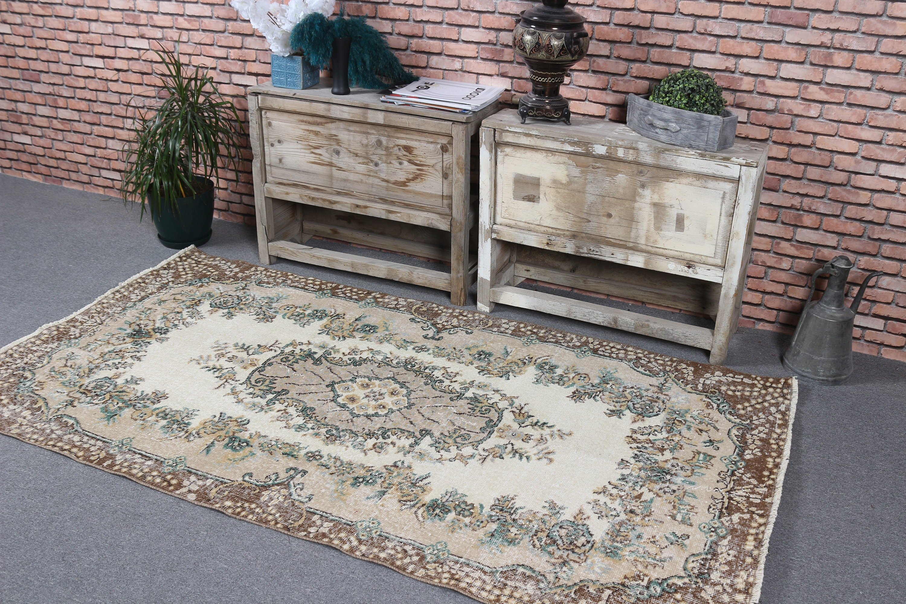 Turkish Rugs, Bedroom Rugs, Vintage Rug, 3.7x7.1 ft Area Rugs, Beige Bedroom Rug, Eclectic Rug, Indoor Rugs, Dining Room Rugs, Antique Rug