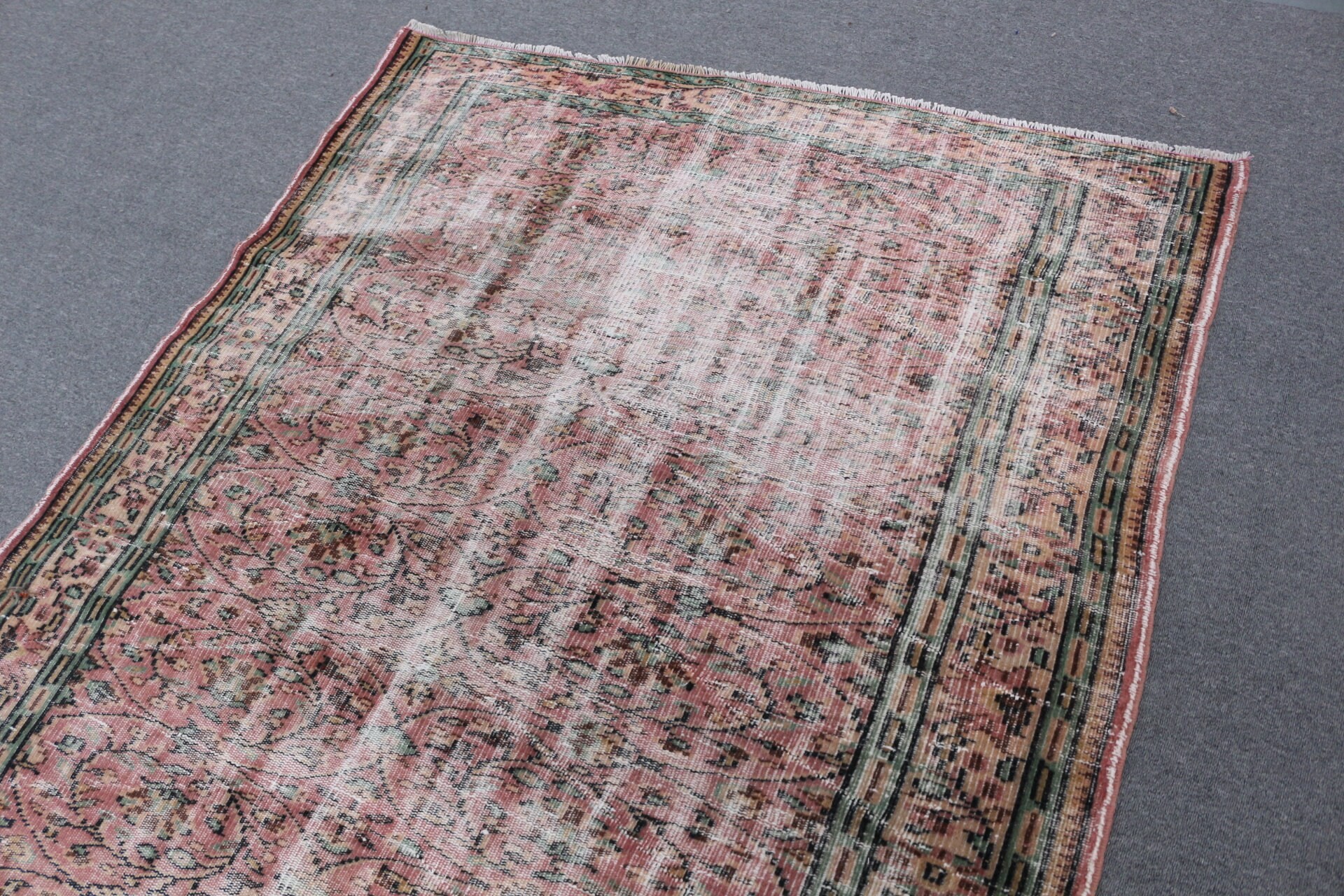 Dining Room Rug, Turkish Rug, Pink Antique Rug, Kitchen Rugs, Salon Rug, Vintage Rugs, Rugs for Bedroom, 5x8.2 ft Large Rugs, Antique Rug