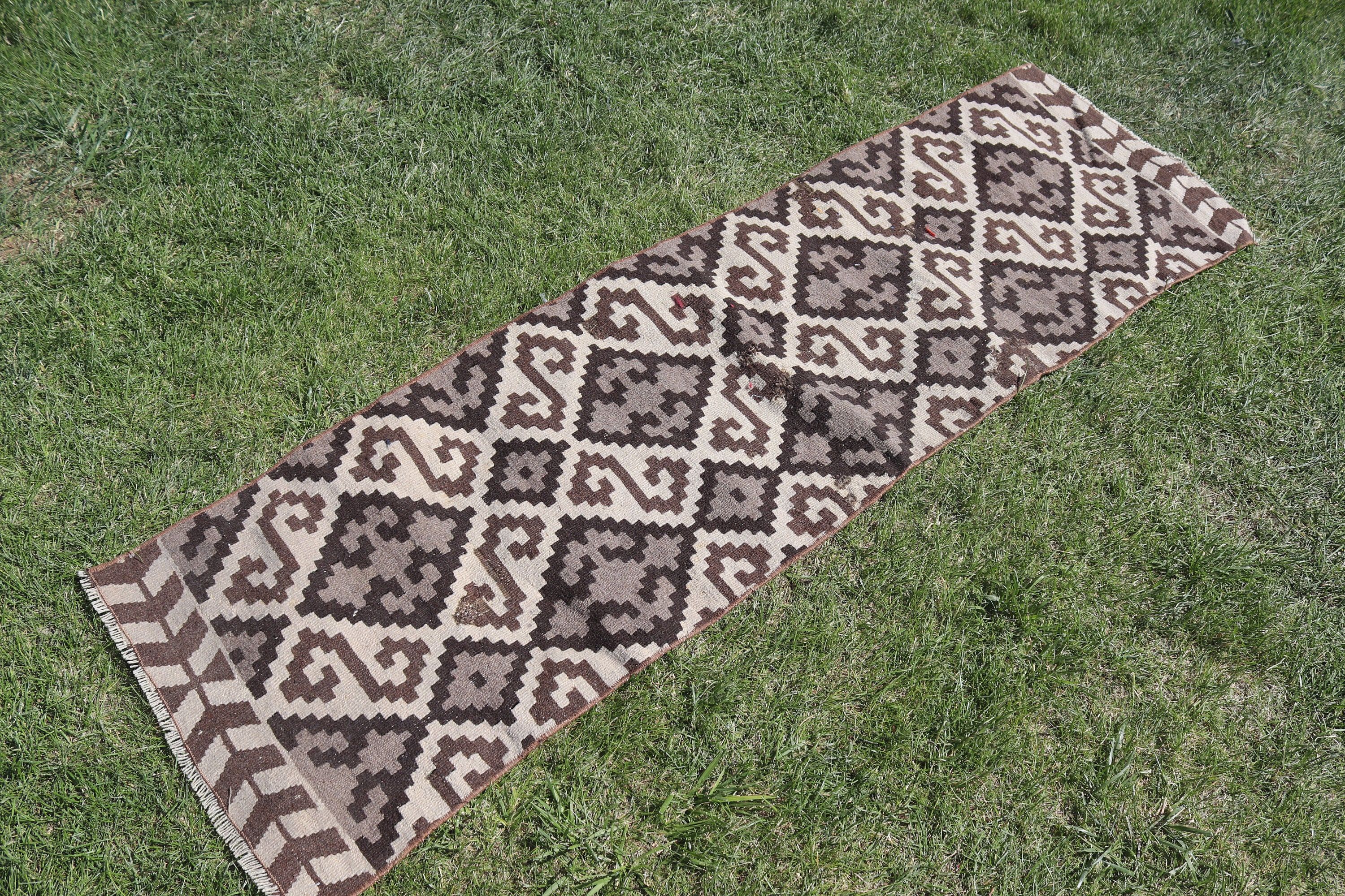 Türk Halıları, Kilim, Yün Halı, 1.7x5.7 ft Runner Halı, Vintage Halılar, Vintage Runner Halı, Bej Oryantal Halılar, Uzun Yolluk Halı, Yatak Odası Halıları