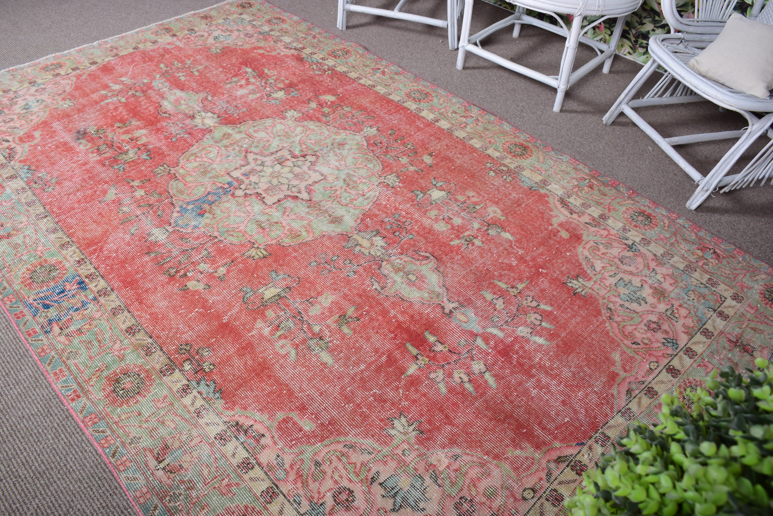 Rugs for Bedroom, Wool Rugs, Vintage Rugs, Bedroom Rugs, Turkish Rugs, Salon Rug, Red  5.6x9.2 ft Large Rugs, Cool Rugs